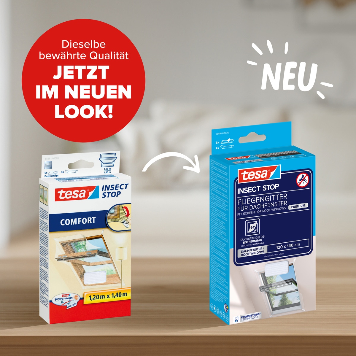 tesa Fliegengitter-Gewebe »für Dachfenster Premium« Packung, Fliegennetz, Klettband, 1 Stk. tlg. mit Klettband, zuschneidbar - Mückenschutz - 120x140 cm