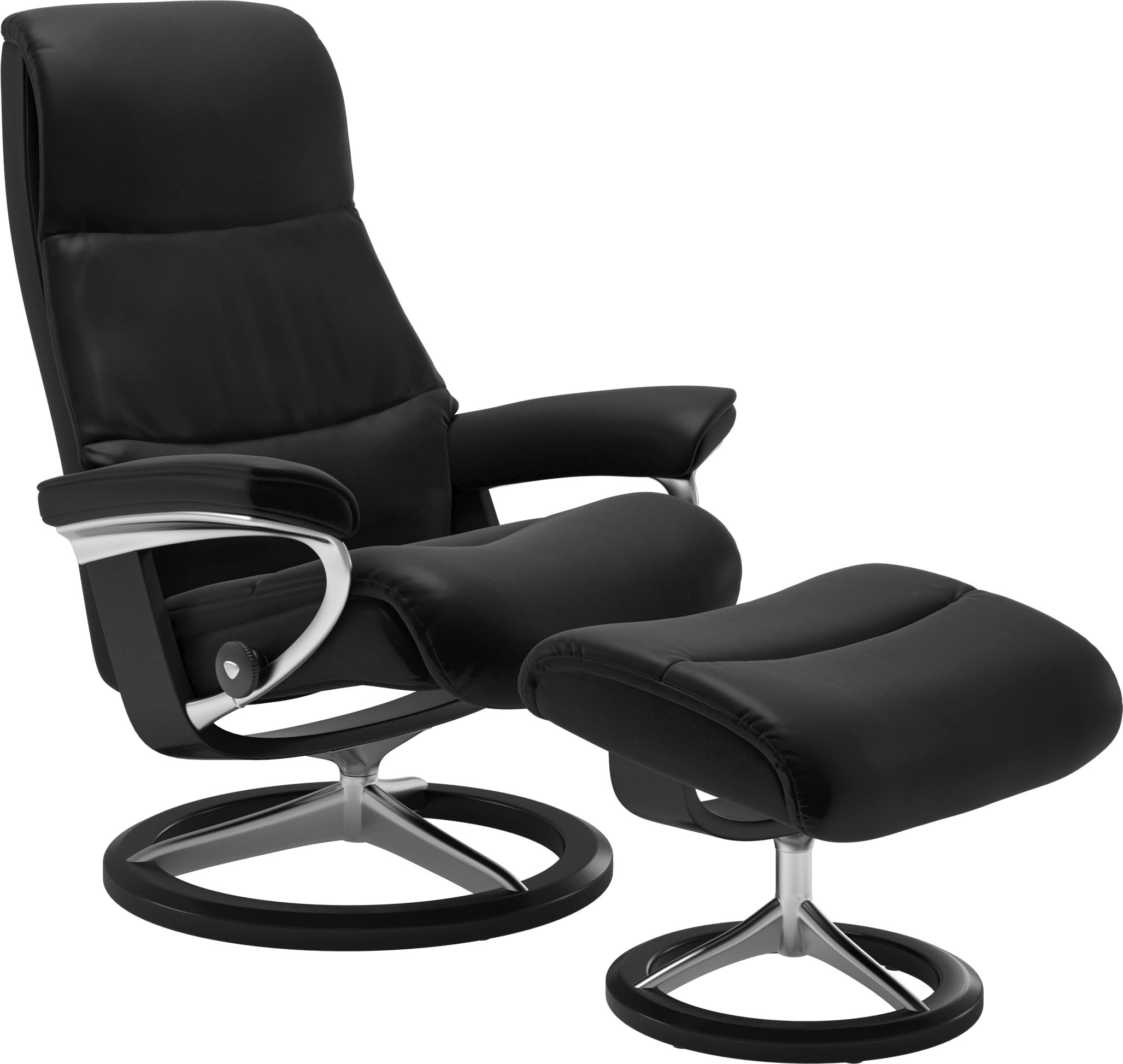 Stressless Relaxsessel "View" Set, Relaxsessel mit Hocker, mit Signature Base, Größe M,Gestell Schwarz