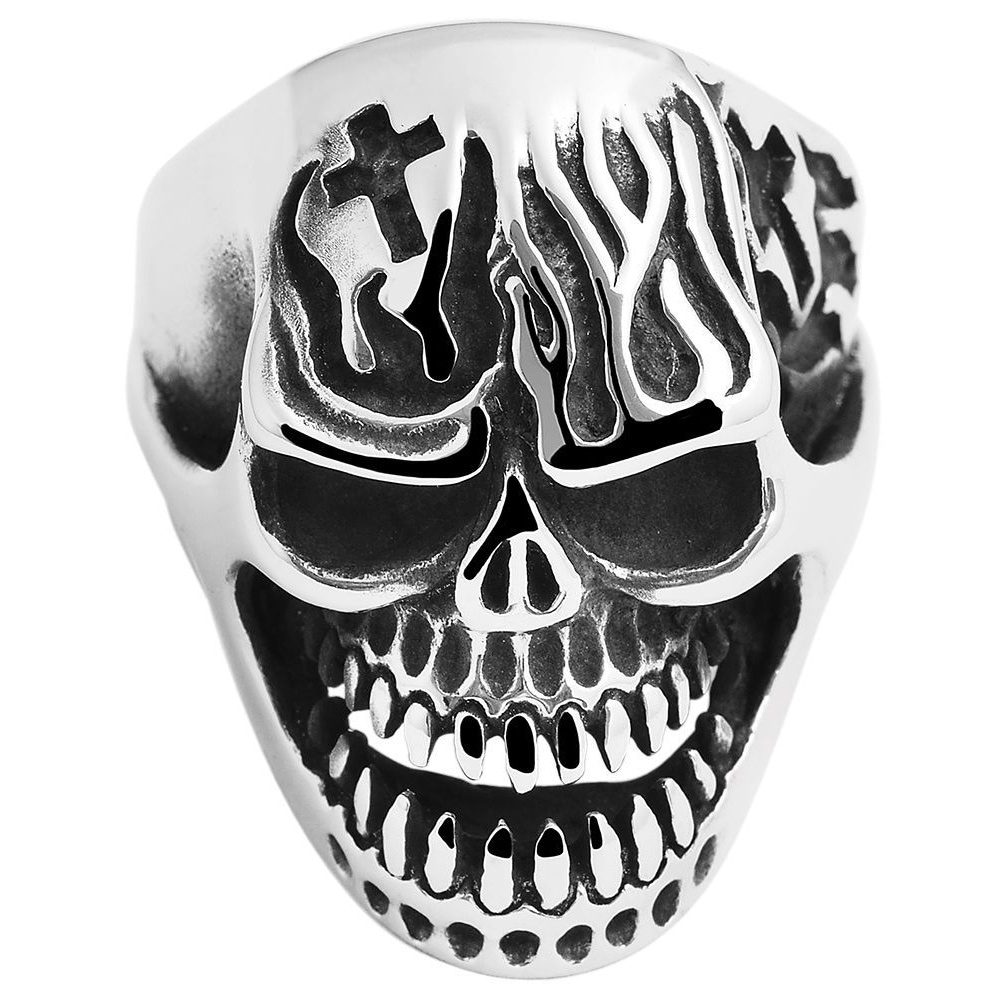 Adelia´s Fingerring »Herren Ring Totenkopf aus Edelstahl«