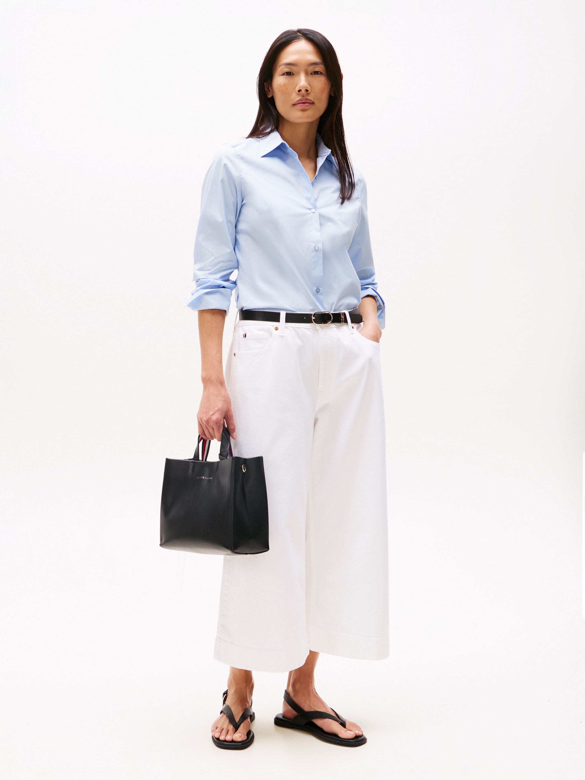 Tommy Hilfiger Henkeltasche »TH ESTABLISHED MED SHOPPER«, Damen-Umhängetasche, Schultertasche mit farbigen Streifen am Henkel