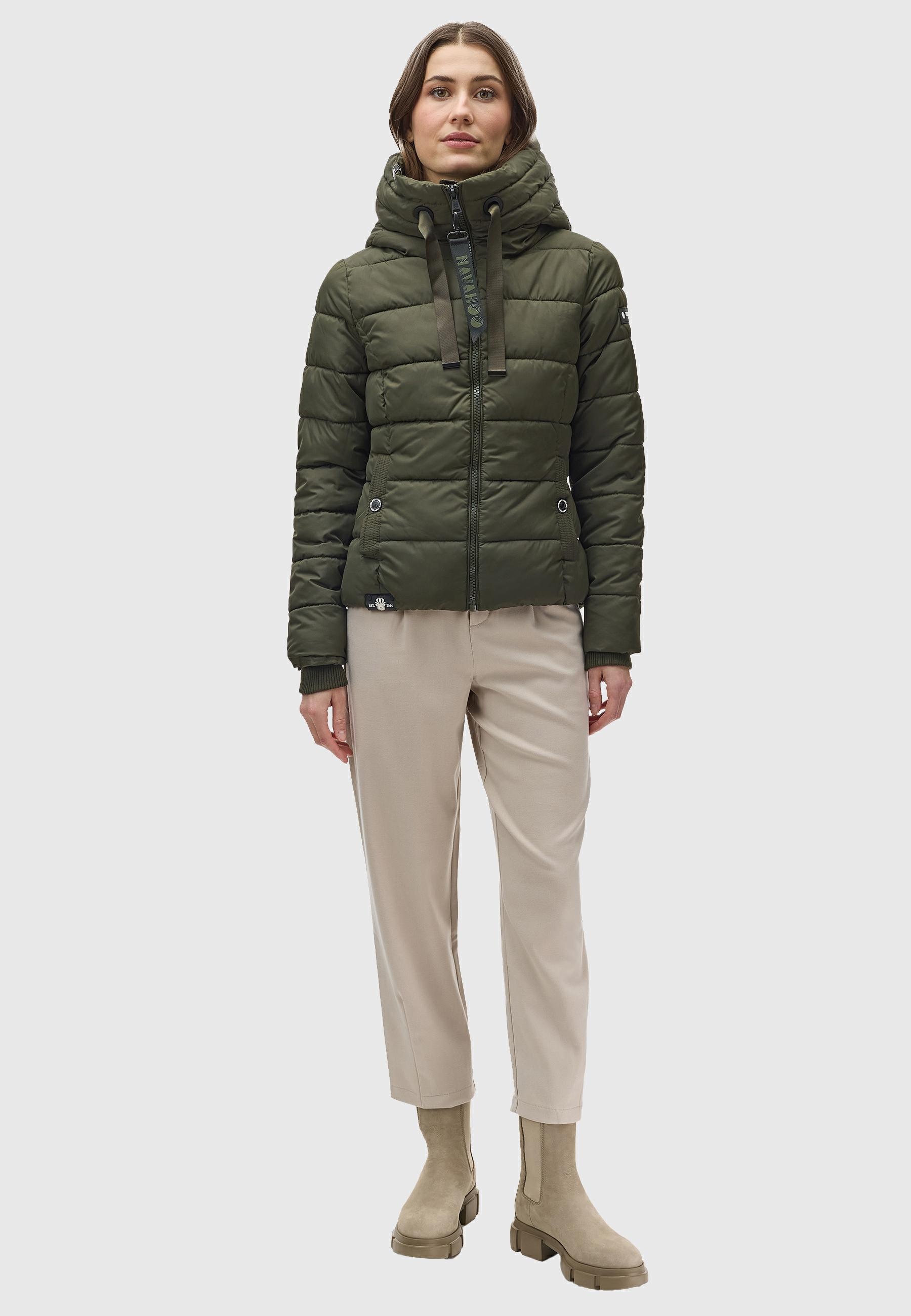Navahoo Steppjacke »Amayaa«, mit Kapuze, stylische Damen Winterjacke mit coolen Applikationen