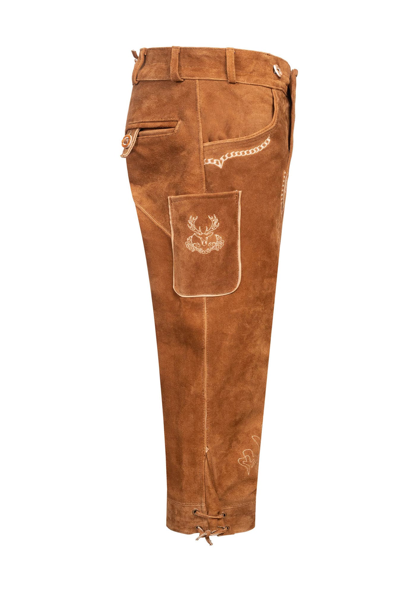 Alessandro Salvarini Trachtenlederhose »ASGustl«, Lederhose in Trachtenstil mit Stickerei und Trägern aus Echtleder