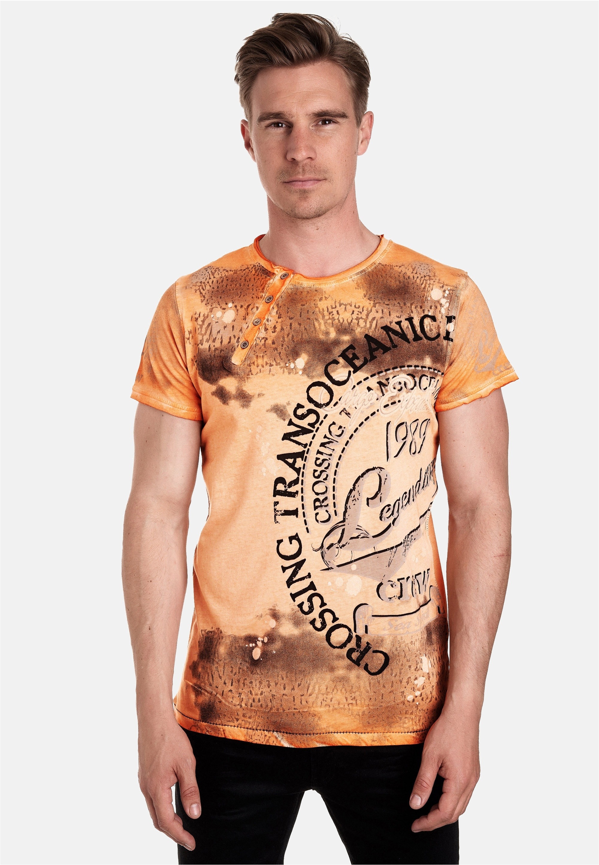 Rusty Neal T-Shirt mit plakativem Frontprint