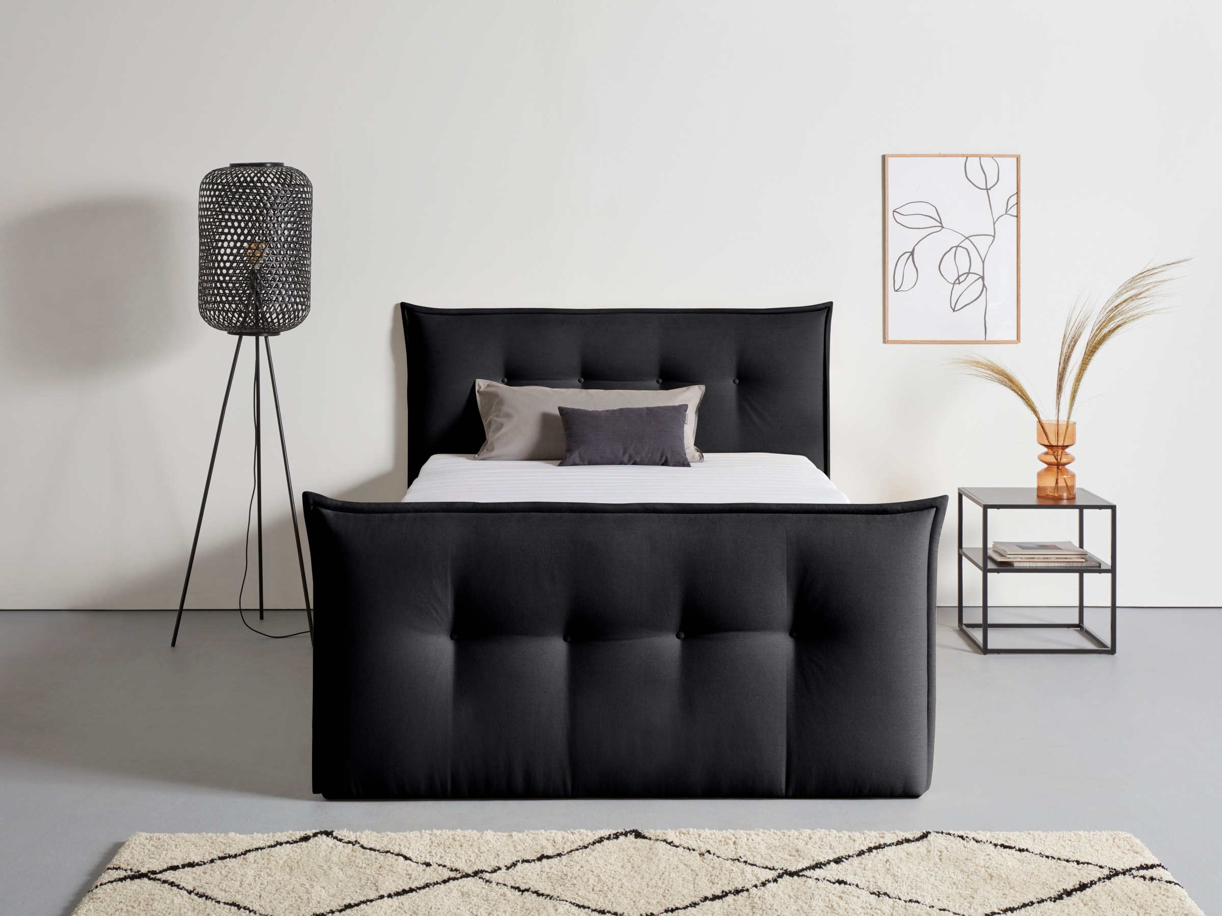 Boxbett HOME AFFAIRE "Kederleicht", grau (anthrazit), B:175cm L:226cm, Komplettbetten, Boxspringbett, inklusive Fußteil, Bettkasten & Topper, in 4 Breiten und 2 Härtegraden