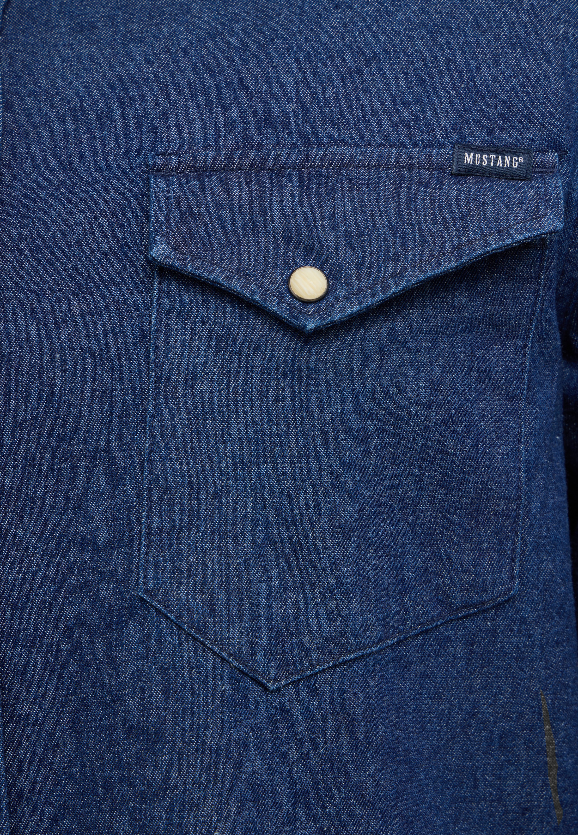 MUSTANG Langarmhemd »Style Duver« Kentkragen, Druckknopfverschluss