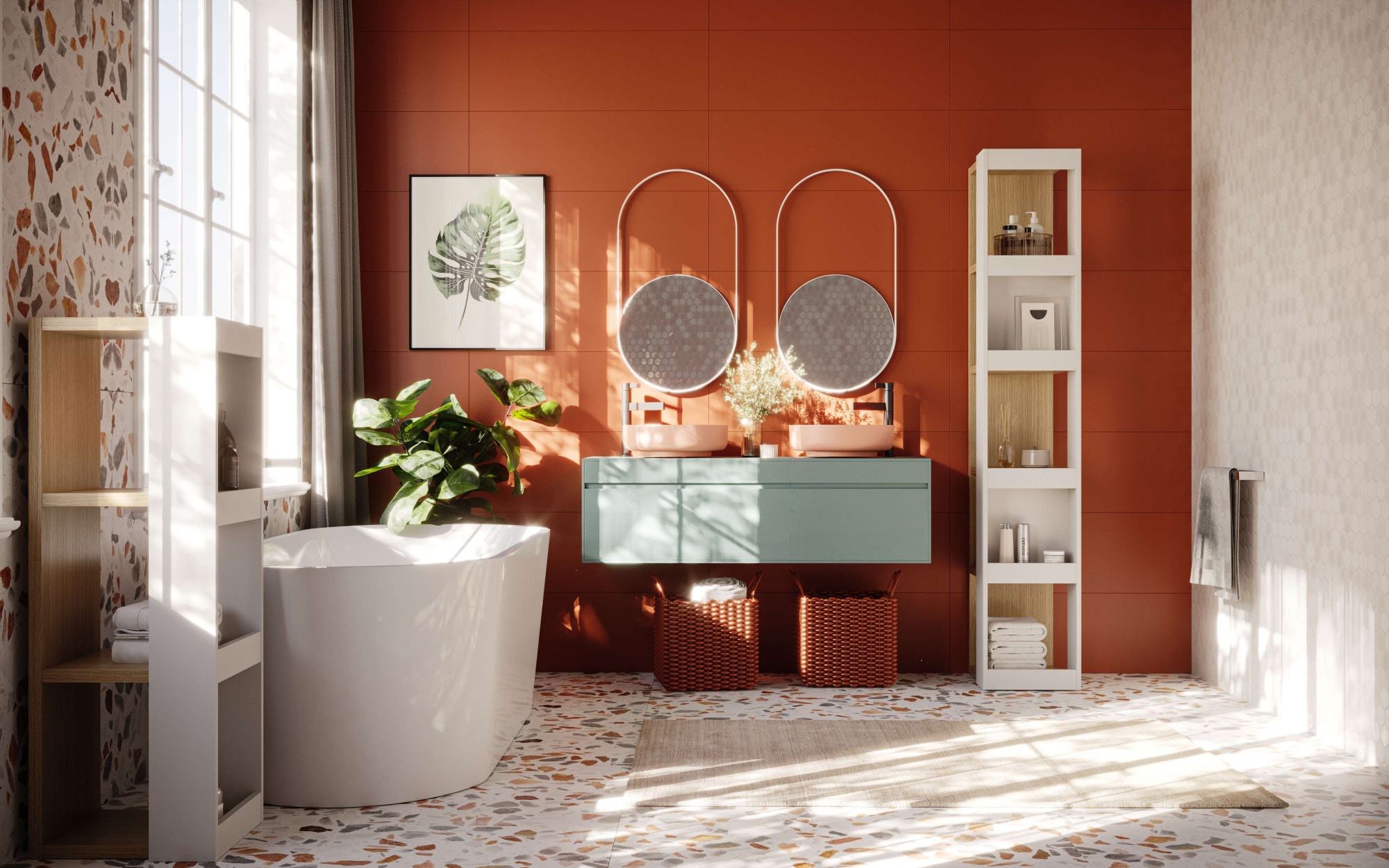 TemaHome Bücherregal »Ella vielseitiges Regal, Eiche Furnier, Aufbewahrung,«, Seitliche Fächer, offene Front, moderner Farbmix, Höhe 114 oder 188 cm