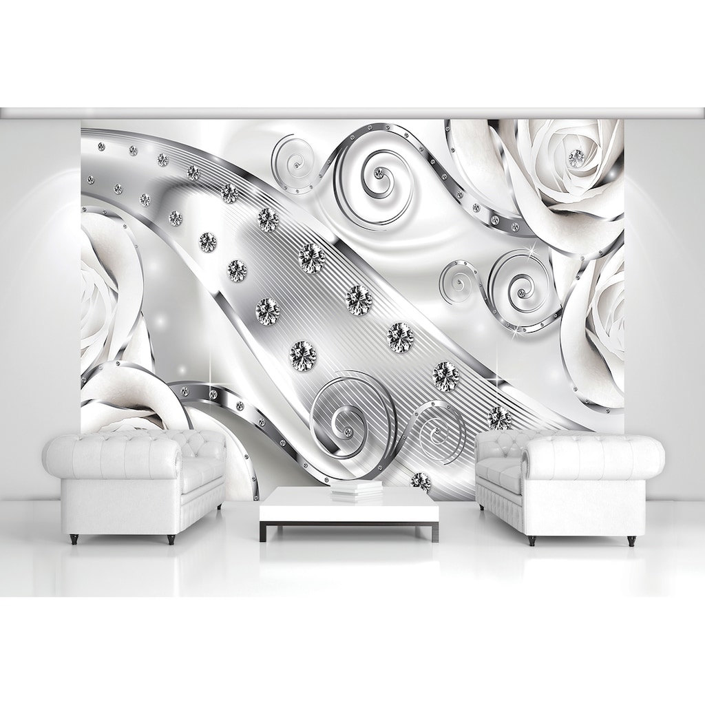 Technik & Freizeit Bauen & Renovieren Consalnet Fototapete »3D Blumen Diamanten«, Motiv, abstrakt, rosen, vliestapete, für Wohnz