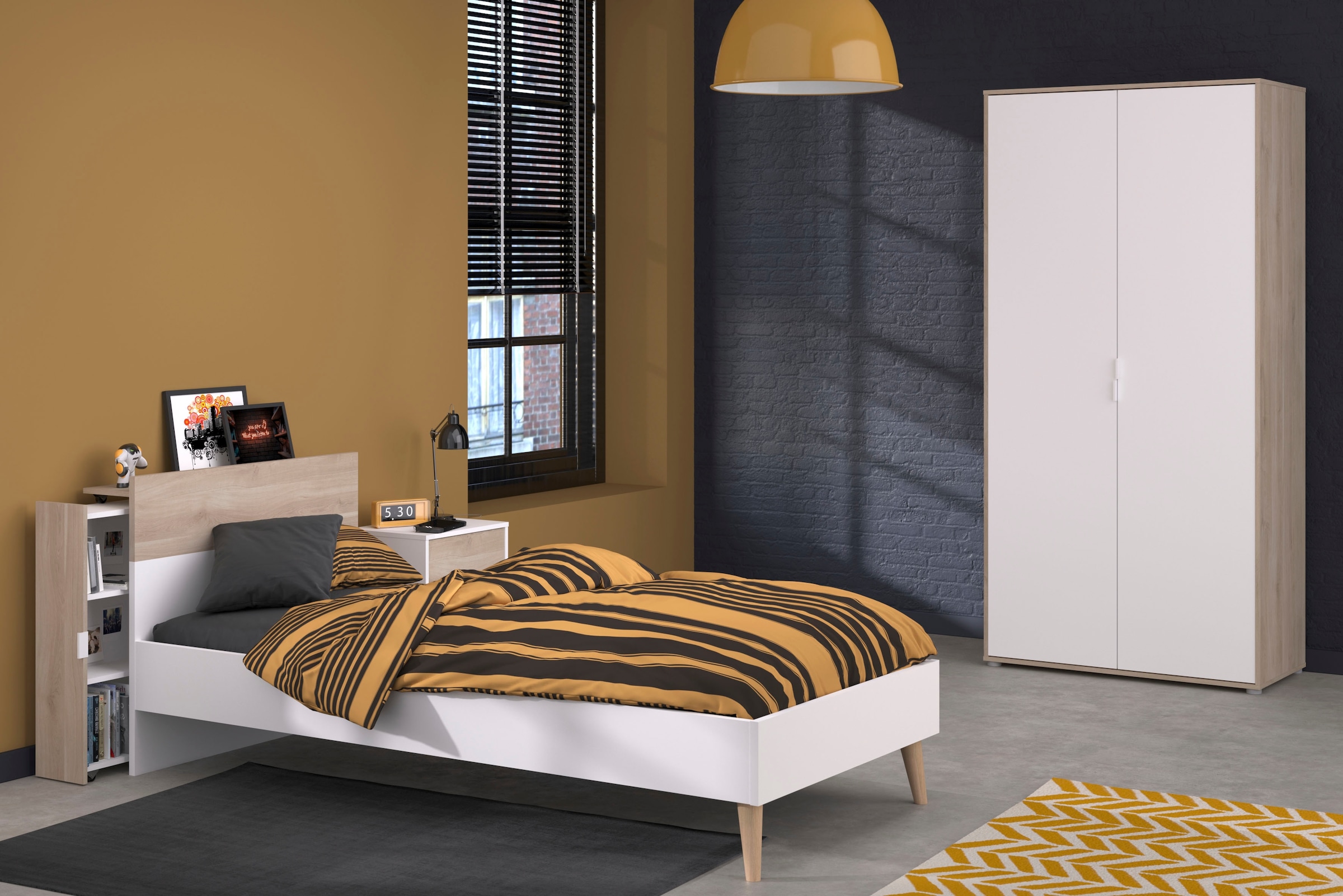 Parisot Jugendzimmer-Set »Parisot Aalborg 3«, (Set, 3 tlg.), ausziehbares Anstellragl mit drei Fächern - rechts oder links anbaubar
