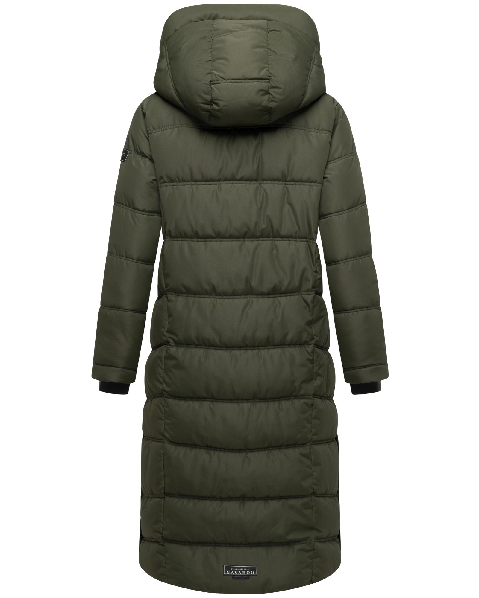 Thumbnail - Navahoo Steppmantel "Engelsfeder XIV" Langer Wintermantel mit innenliegenden Rucksackträgern