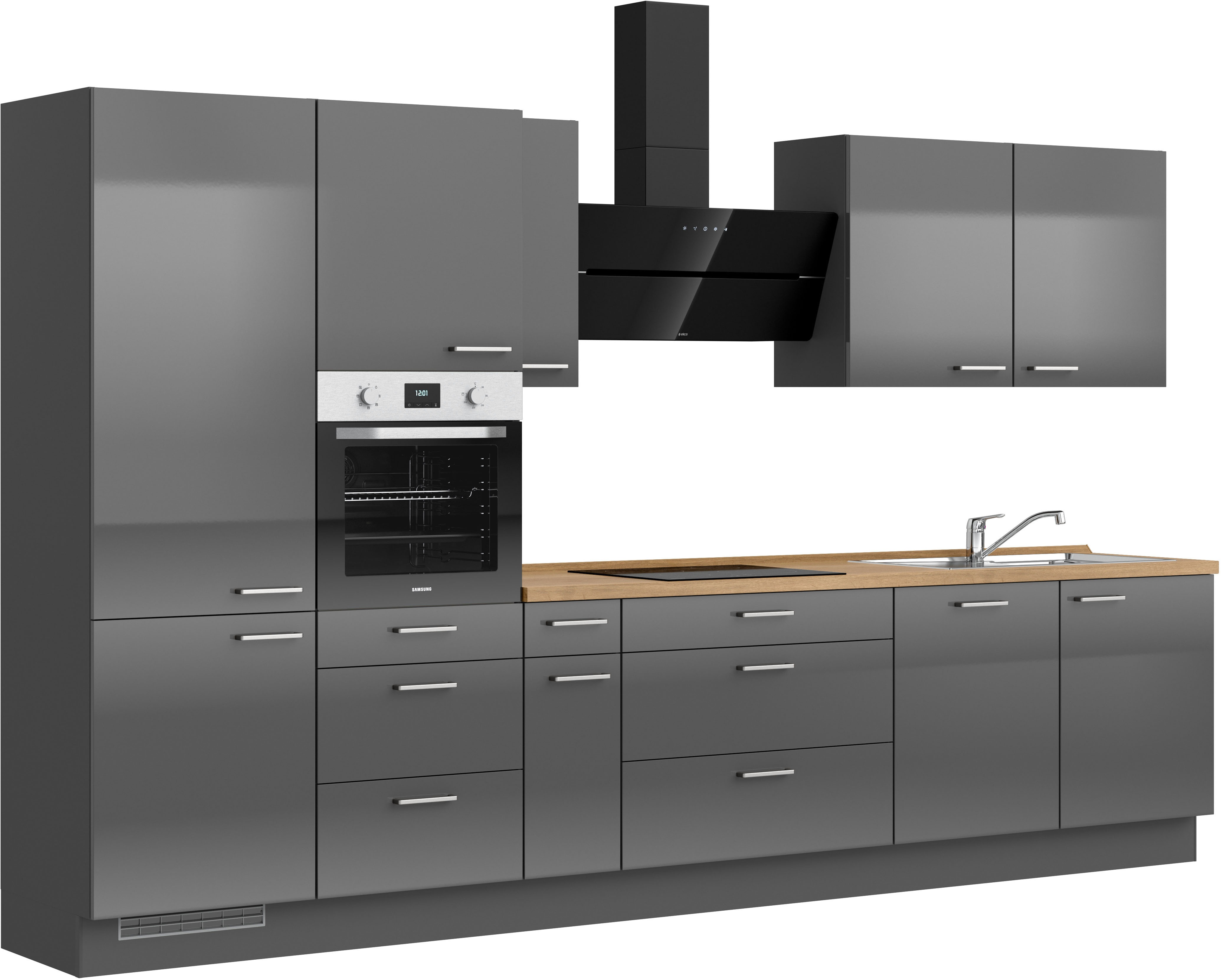 Thumbnail - nobilia Küchenzeile ""Flash II" mit Hochglanz Fronten" vormontiert, Ausrichtung wählbar, Breite 360 cm, wahlw. mit E-Ger...