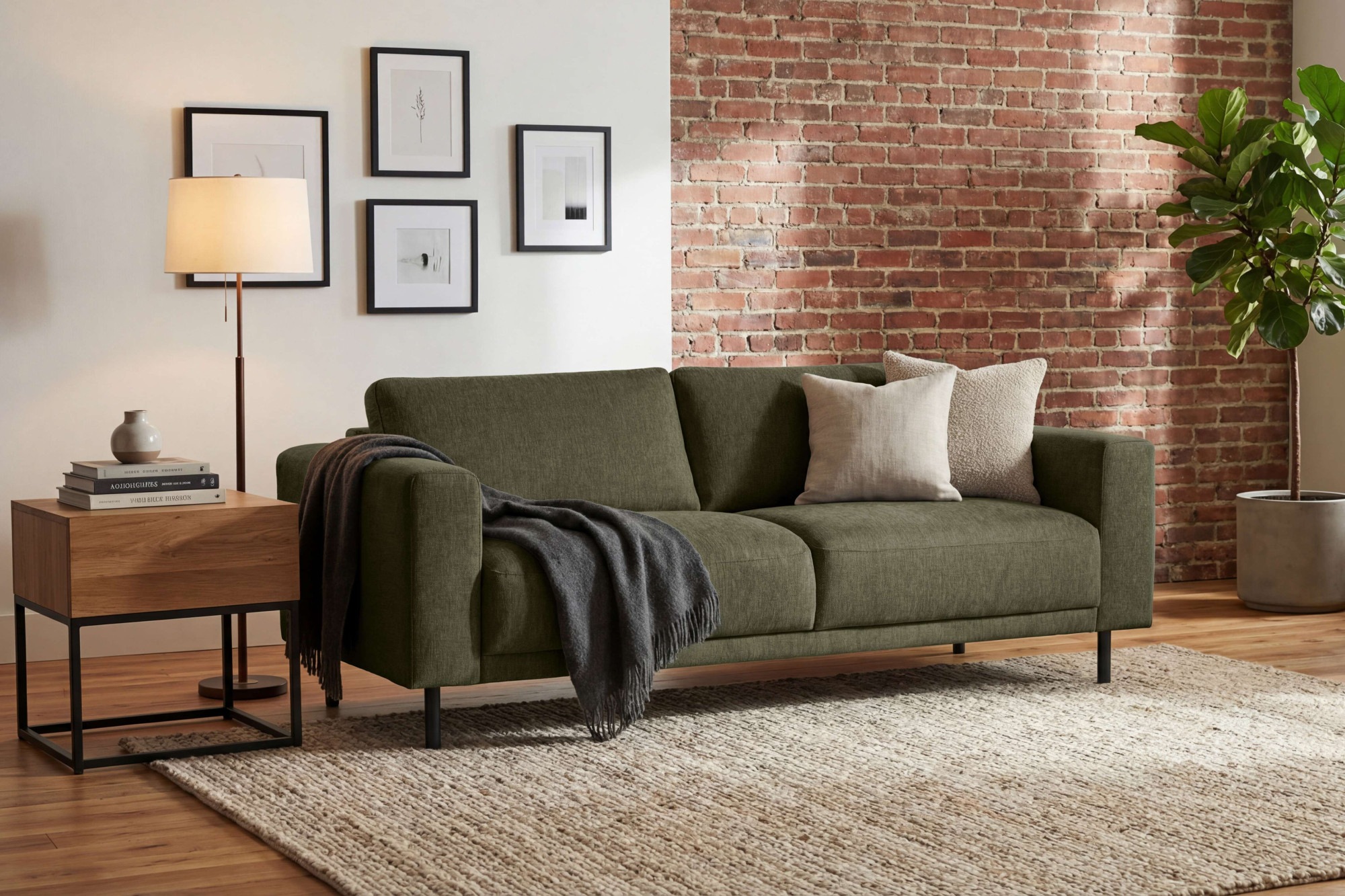 3-Sitzer HOME AFFAIRE, B:214cm H:78cm T:90cmkhaki, 100% PES, Sofas, "Sveeva, B.214 cm, schwarze Metallfüße", langlebiger Webstoff, mit