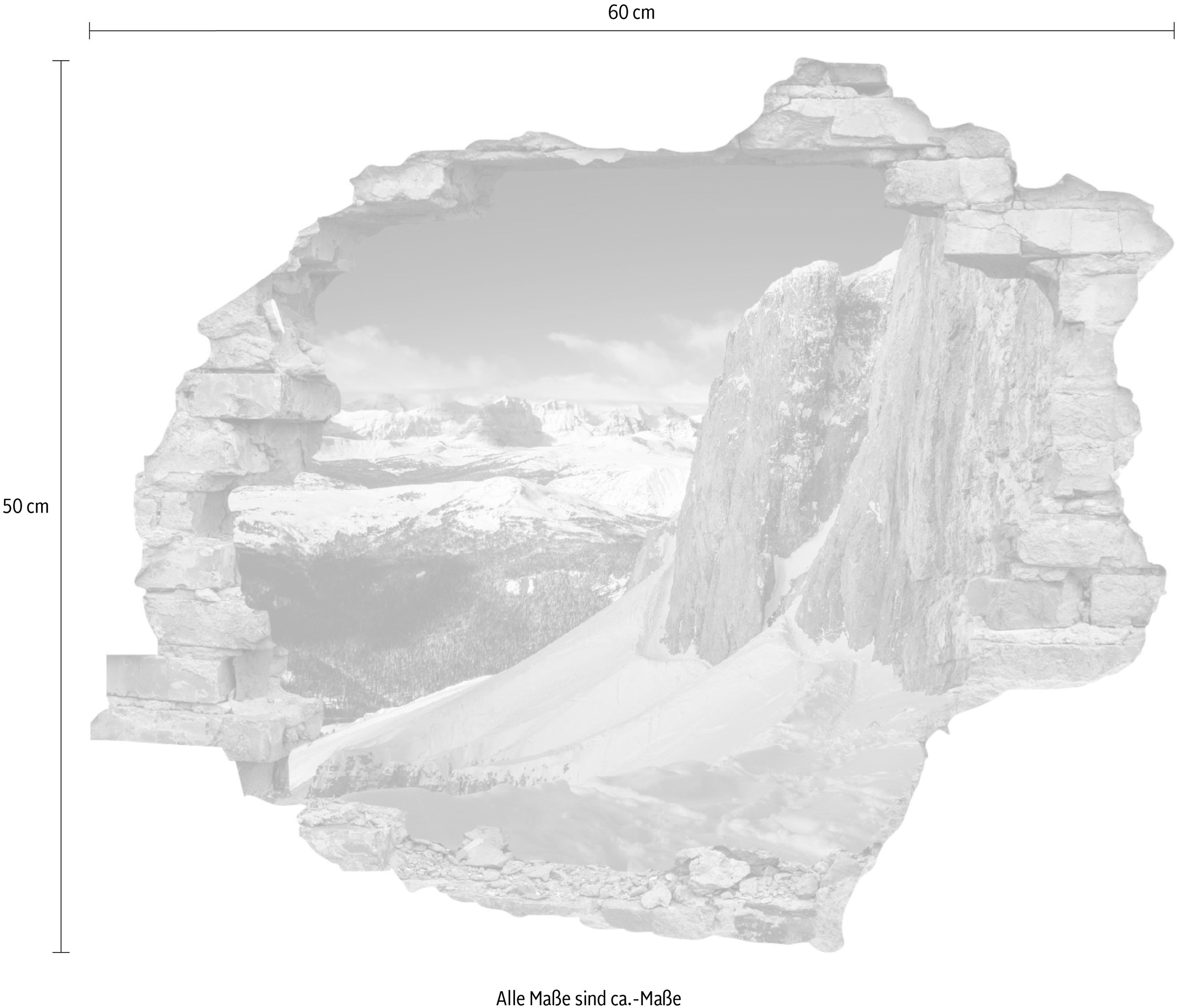queence Wandtattoo »Berge«, (1 St.), Wandsticker, Wandbild, selbstklebend, 3D, Wanddurchbruch