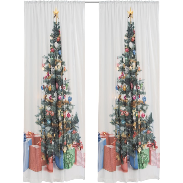 my home Vorhang »Xmas Tree W/LED«, (1 St.), Blickdicht, Tannenbaum,  weihnachtlich, HxB: 230x140, 15 LED-Lichter kaufen | BAUR