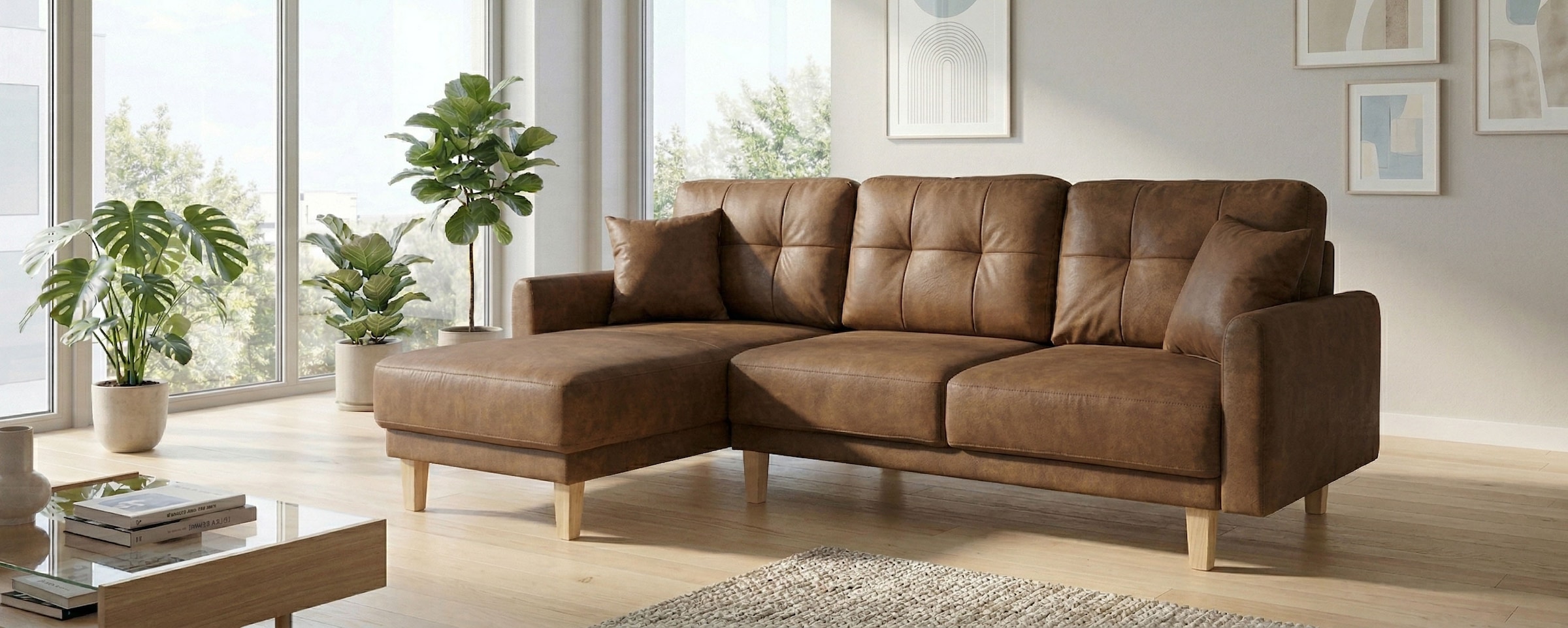 OTTO home Ecksofa "TRIPLO optionale Schlafsofa mit Bettkasten, Maße B/T/H: 234/164/89 cm" L-Form wahlweise mit Bettfunktion - Liegefläche 132x210 cm
