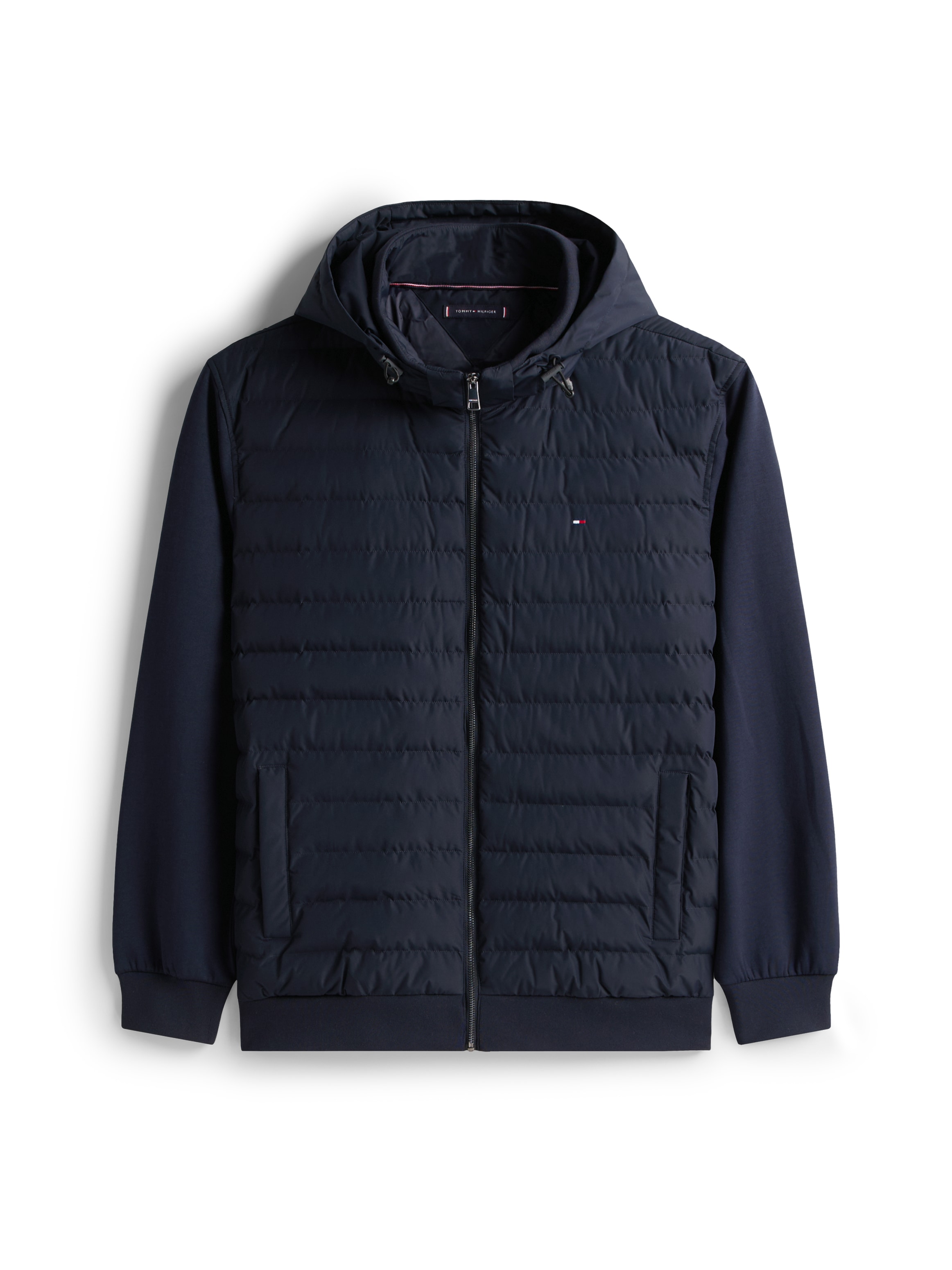 Tommy Hilfiger Big & Tall Kapuzensweatjacke »BT-MIX MEDIA ZIP THROUGH«, Große Größen, mit gesteppten Einsatz, Stehkragen