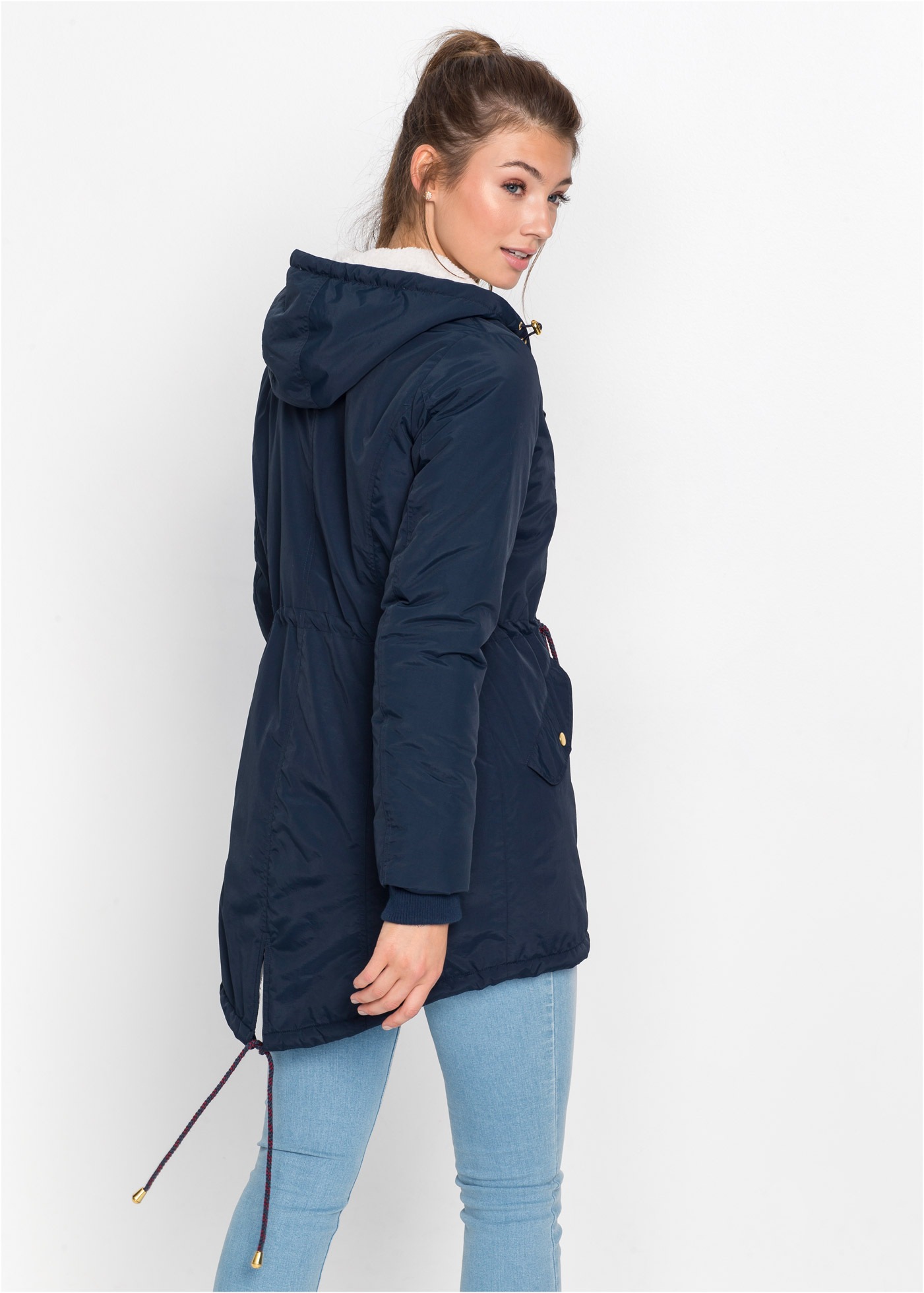 bonprix Parka mit Kapuze modischer Stil, mit Teddy-Fleece, mit Kapuze, lock günstig online kaufen