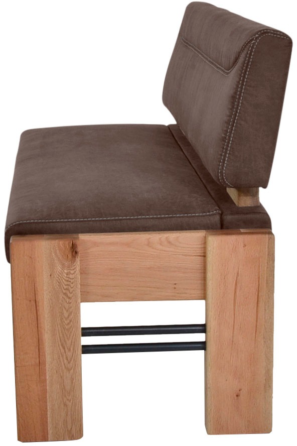Polsterbank K+W KOMFORT & WOHNEN, braun (braun 75, balkeneiche natur), B:161cm H:90cm T:63cm, Sitzbänke, Polsterbank, gepolsterte Stauraumbank, Massivholz, in 2 Breiten 161cm oder 181cm 3