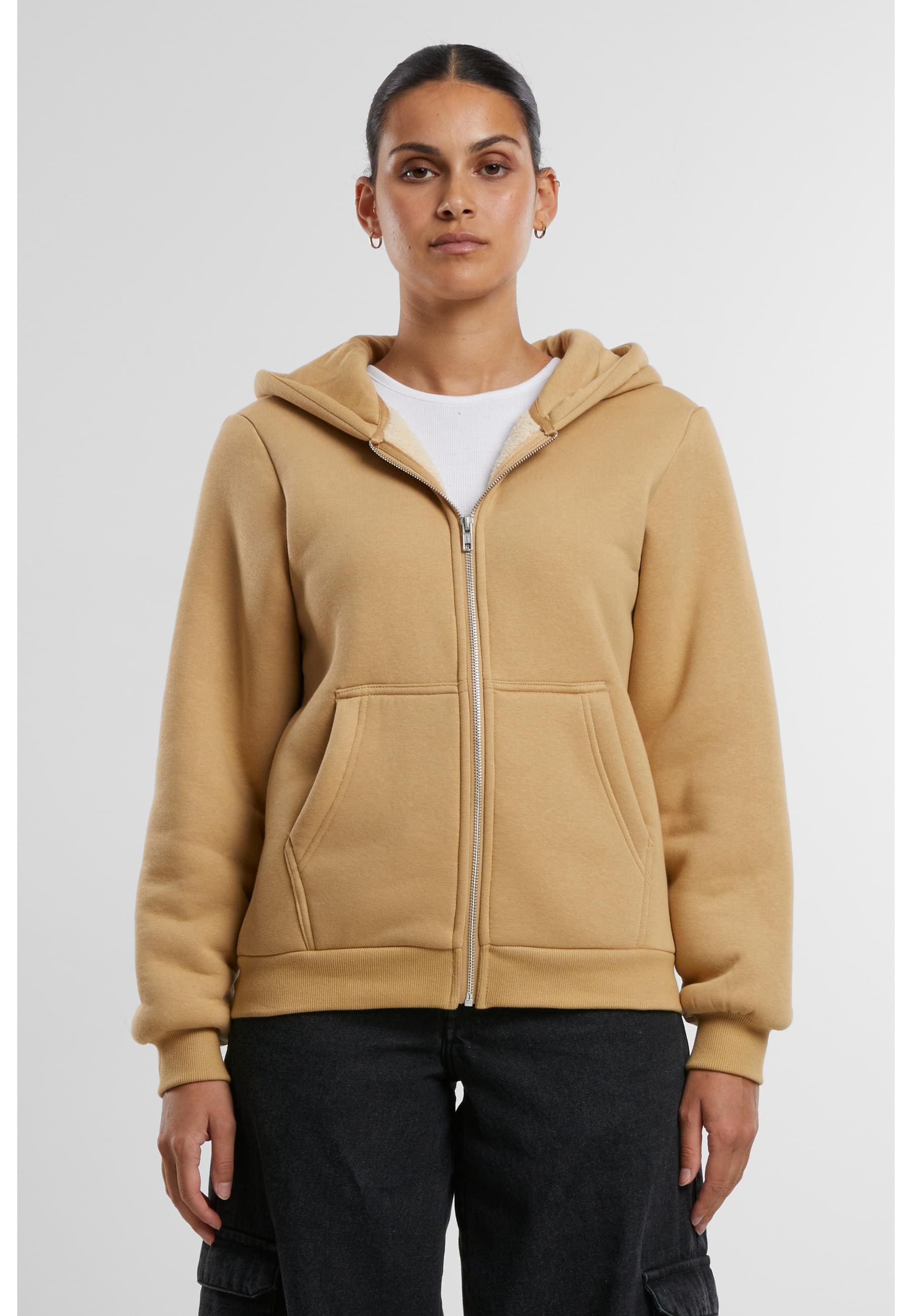 URBAN CLASSICS Sweatjacke »Urban Classics Ladies Bonded Sherpa Zip Hoody«