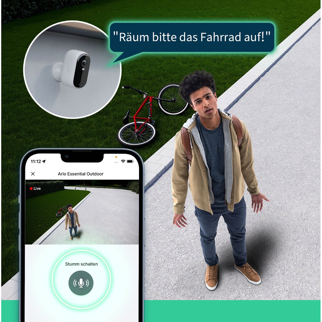 ARLO Smart Home Kamera »ESSENTIAL 2K Outdoor Kamera 2-Pack«, Außenbereich-Innenbereich