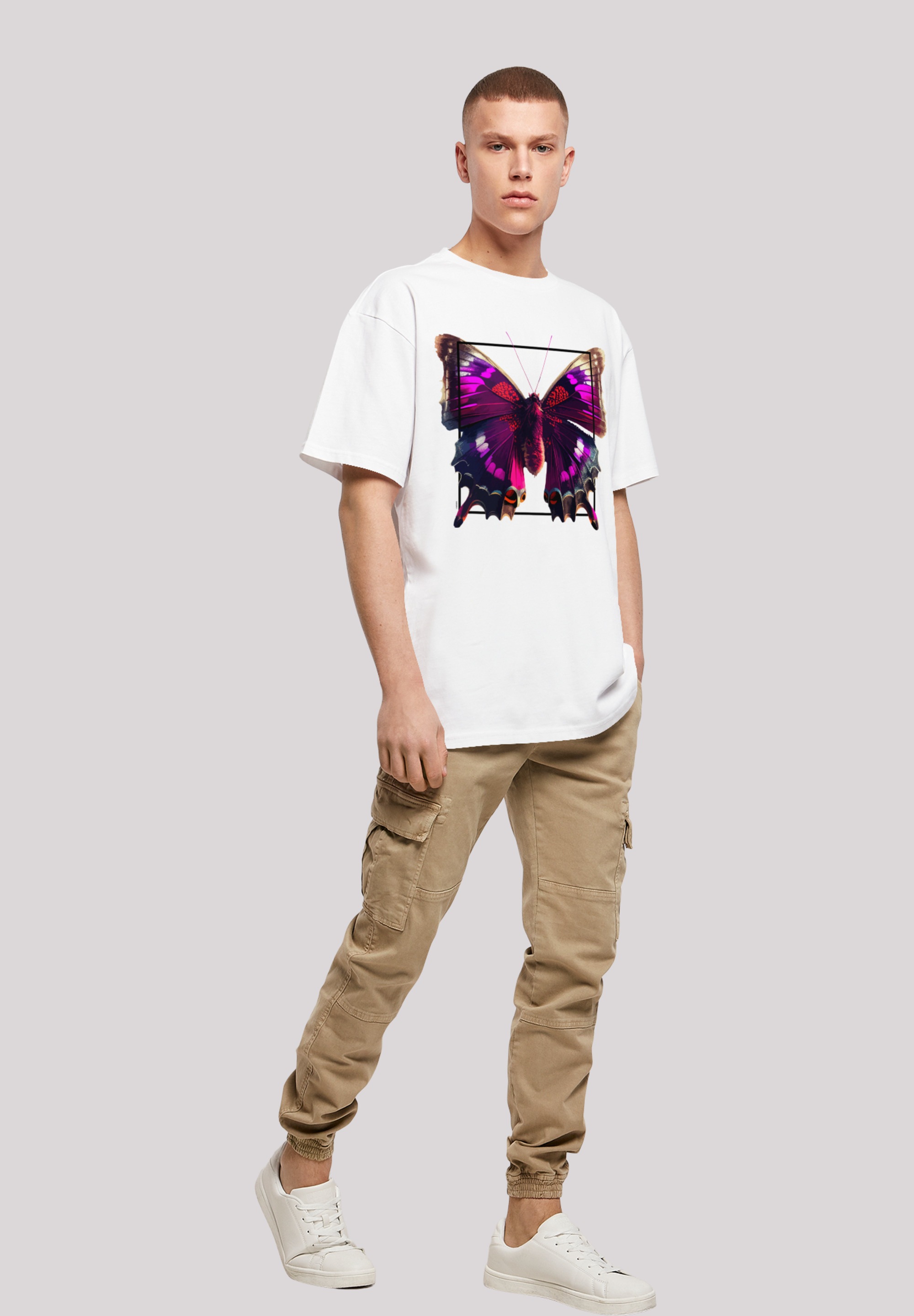 F4NT4STIC T-Shirt »Pink Schmetterling OVERSIZE TEE«, Print