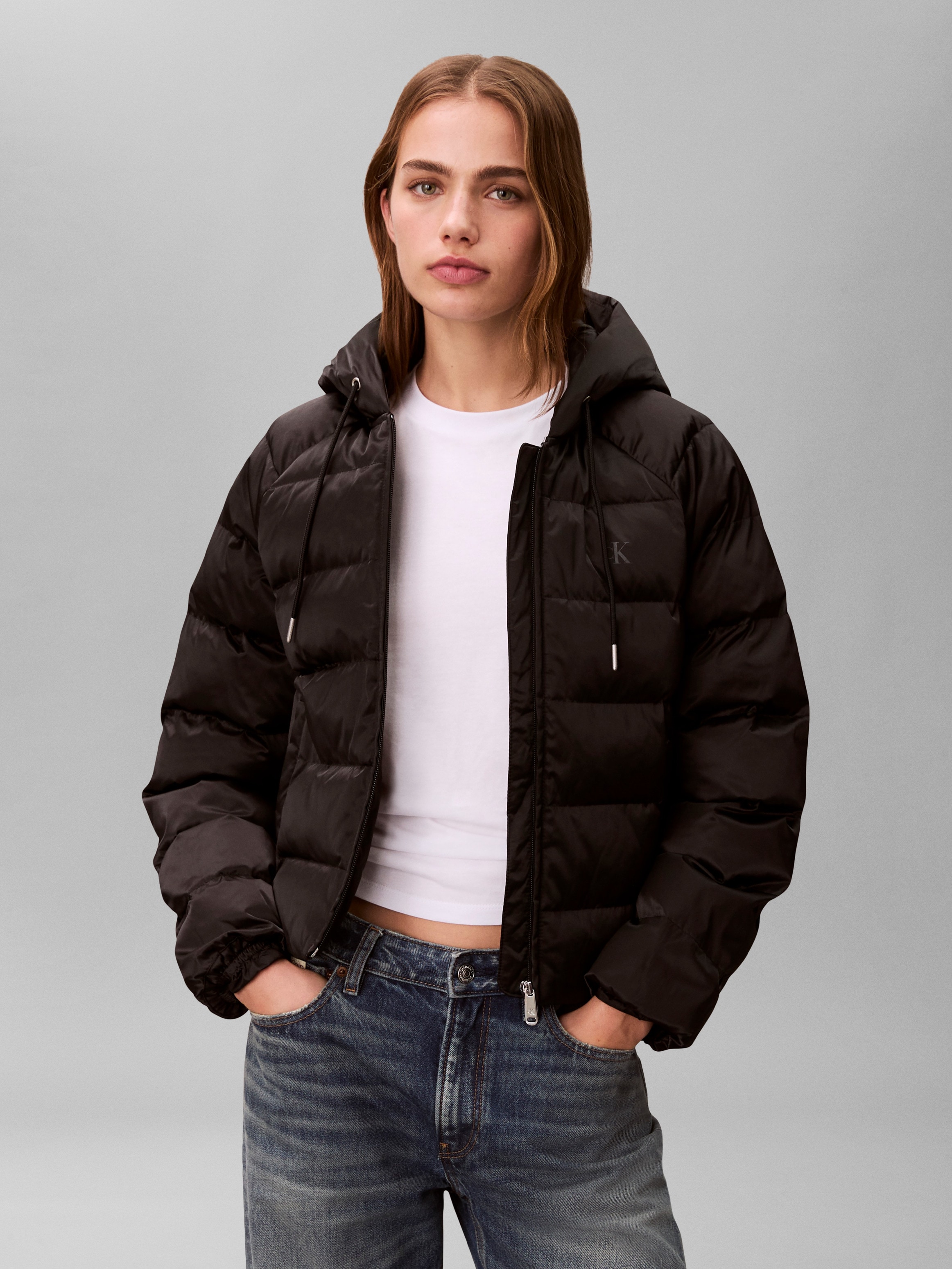 Calvin Klein Jeans Steppjacke mit Kapuze Regular fit mit Rundhalsausschnitt günstig online kaufen