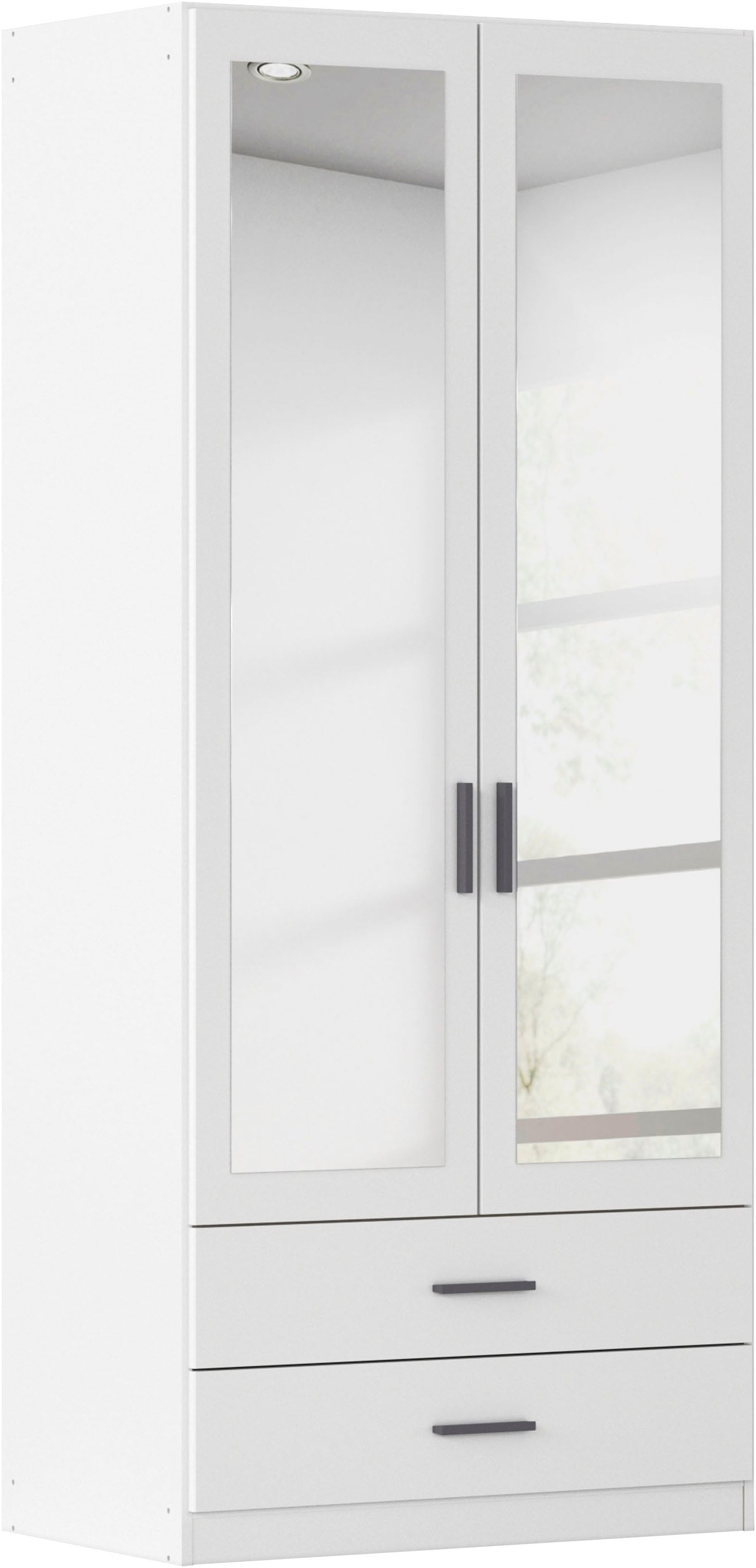 rauch Kleiderschrank "Schrank Garderobe Ankleide GAMMA Breiten 91/136/181/226/271/315/360 cm" in 3 Ausstattungen BASIC/CLASSIC/PREMIUM (inkl. SOFT-CLOSE-Funktion), verschiedene Griff-Varianten, mit Spiegel TOPSELLER MADE IN GERMANY