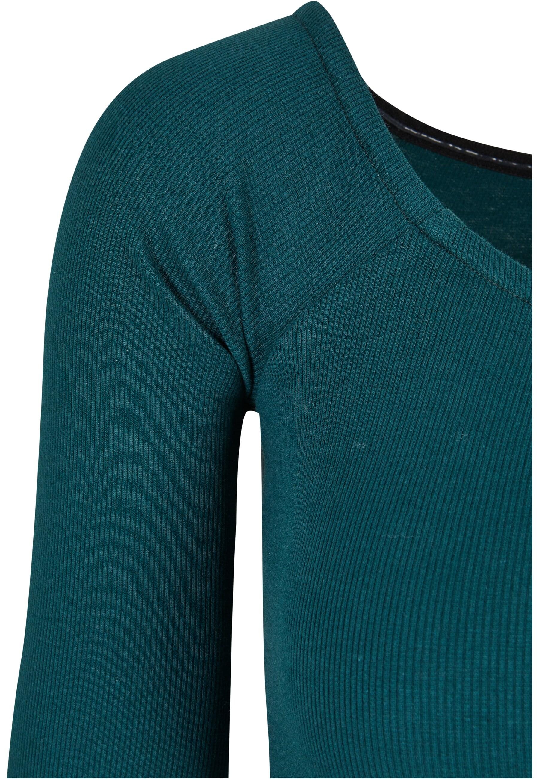 URBAN CLASSICS Langarmshirt »Urban Classics Damen Ladies Short Rib Wide V-Neck Longsleeve«, (1 tlg.)
