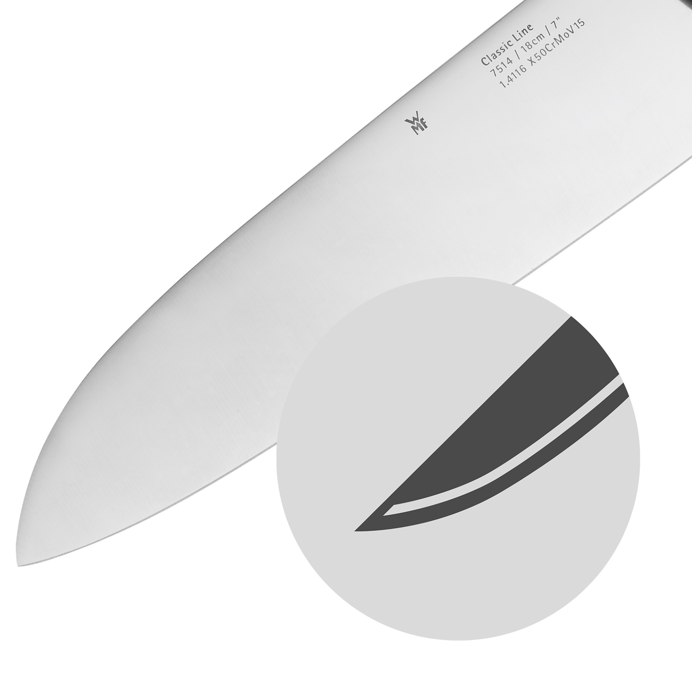 Thumbnail - WMF Santokumesser "Classic Line" langlebiger Spezialklingenstahl, ergonomische, genietete Griffe