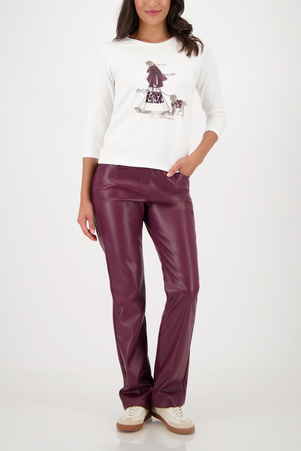 Monari 3/4-Arm-Shirt »Shirt Frau + Hund«, Regular fit mit Rundhalsausschnitt