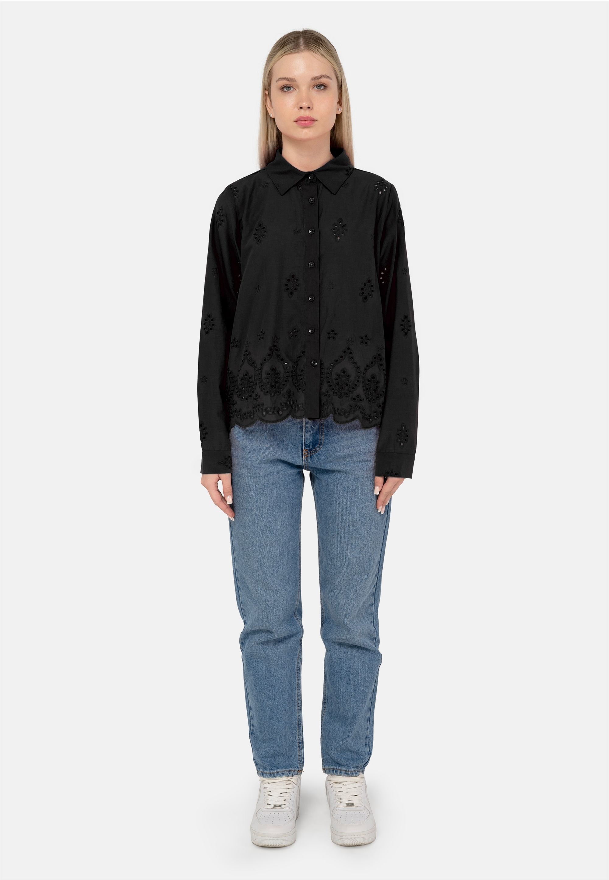 freshlions Klassische Bluse "Kate", 1 mit luftigem Lochmuster günstig online kaufen