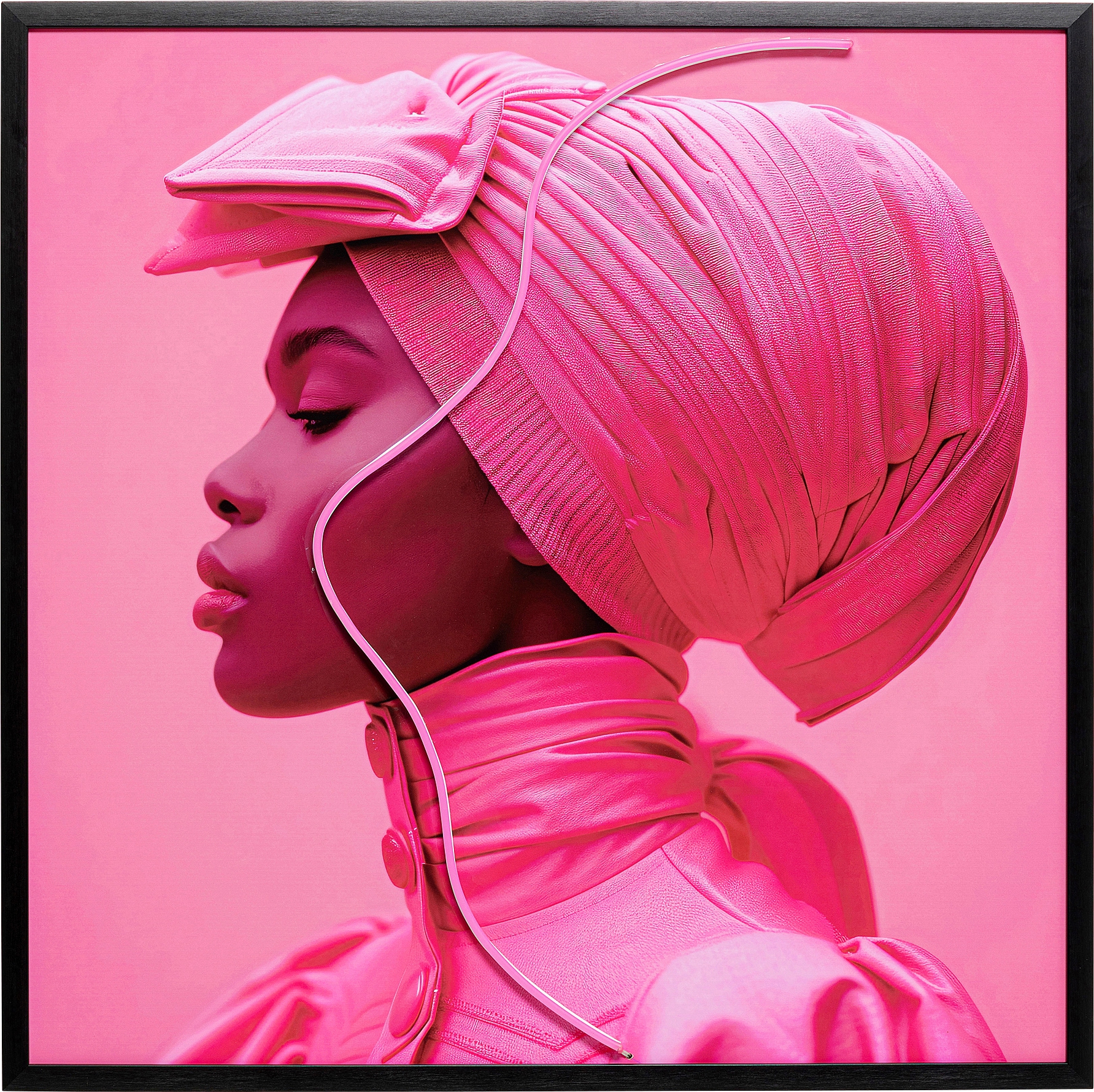 Kare Design LED-Bild "Gerahmtes Bild Pink Woman 80x80cm" 1