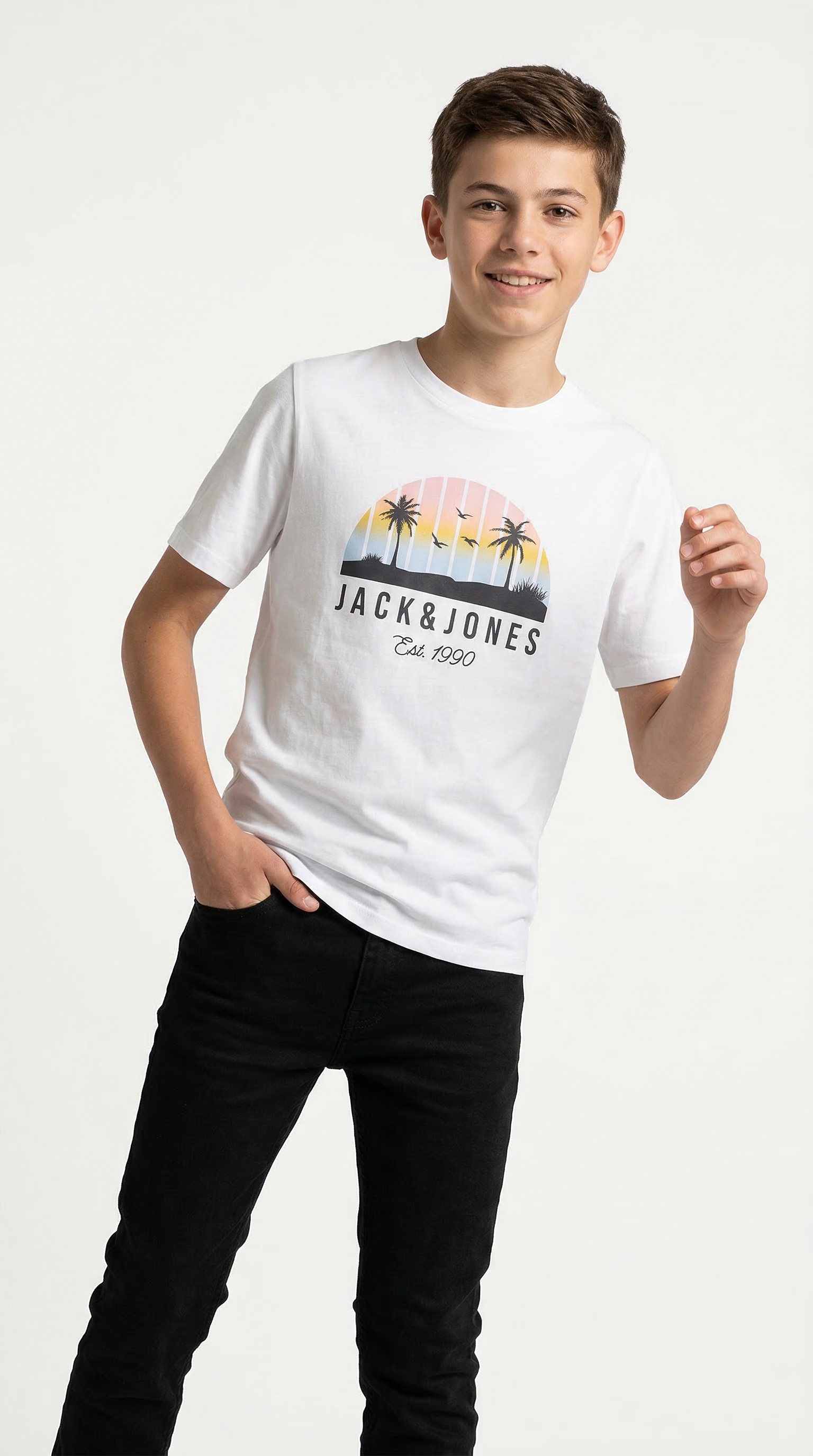 Jack & Jones Junior T-Shirt »JJPALM TEE LS CREW NECK 2PK MP JNR« Packung, 2 tlg.
