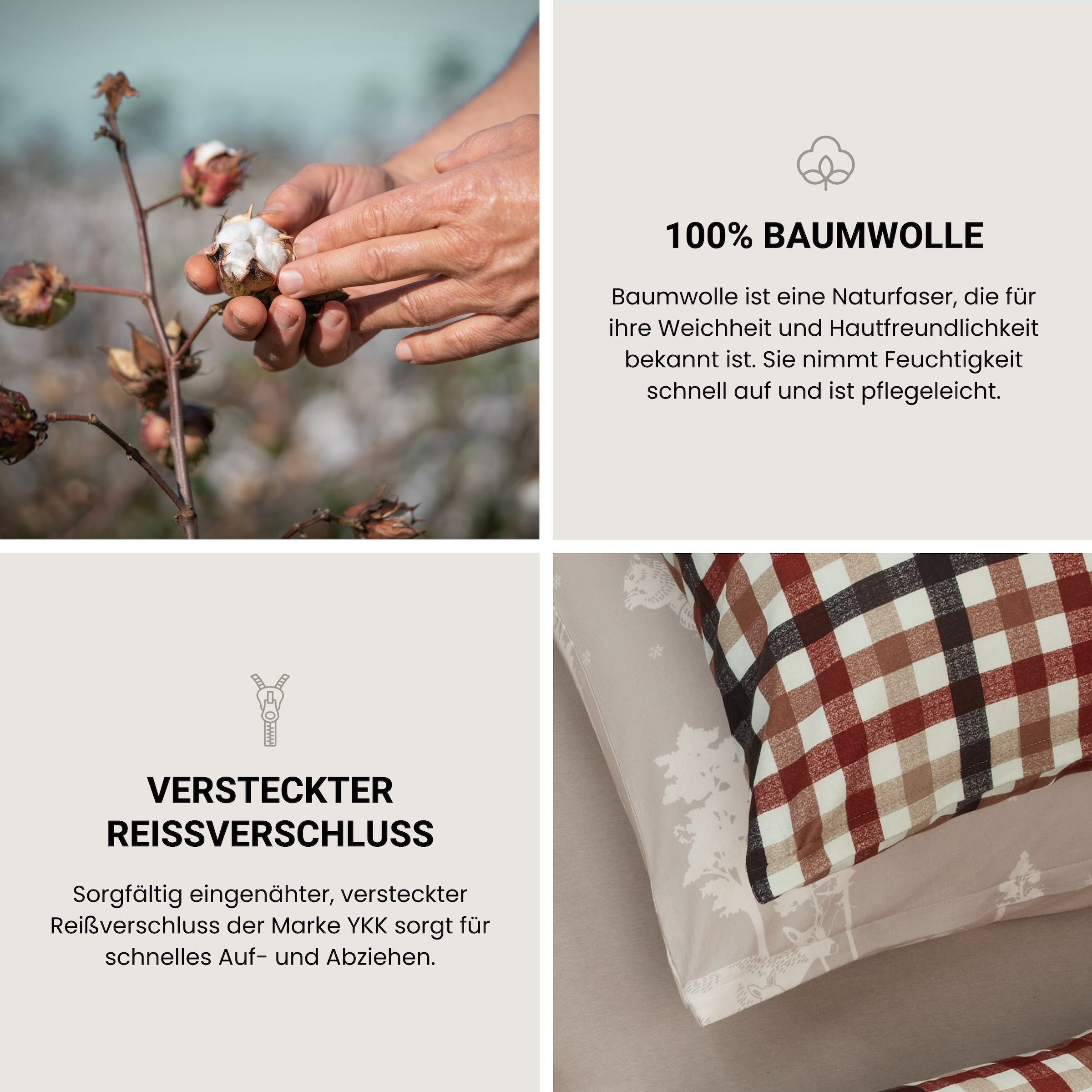 Schiesser Bettwäsche »James aus weichem Baumwollflanell mit traditionellen Karos«, Made in Green