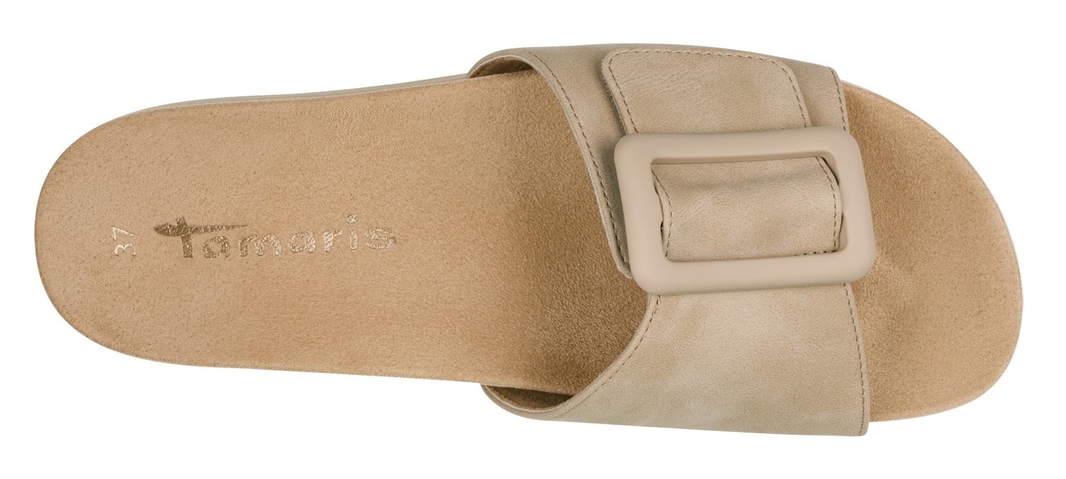 Tamaris Pantolette, Plateau, Sommerschuh mit großer Zierschnalle