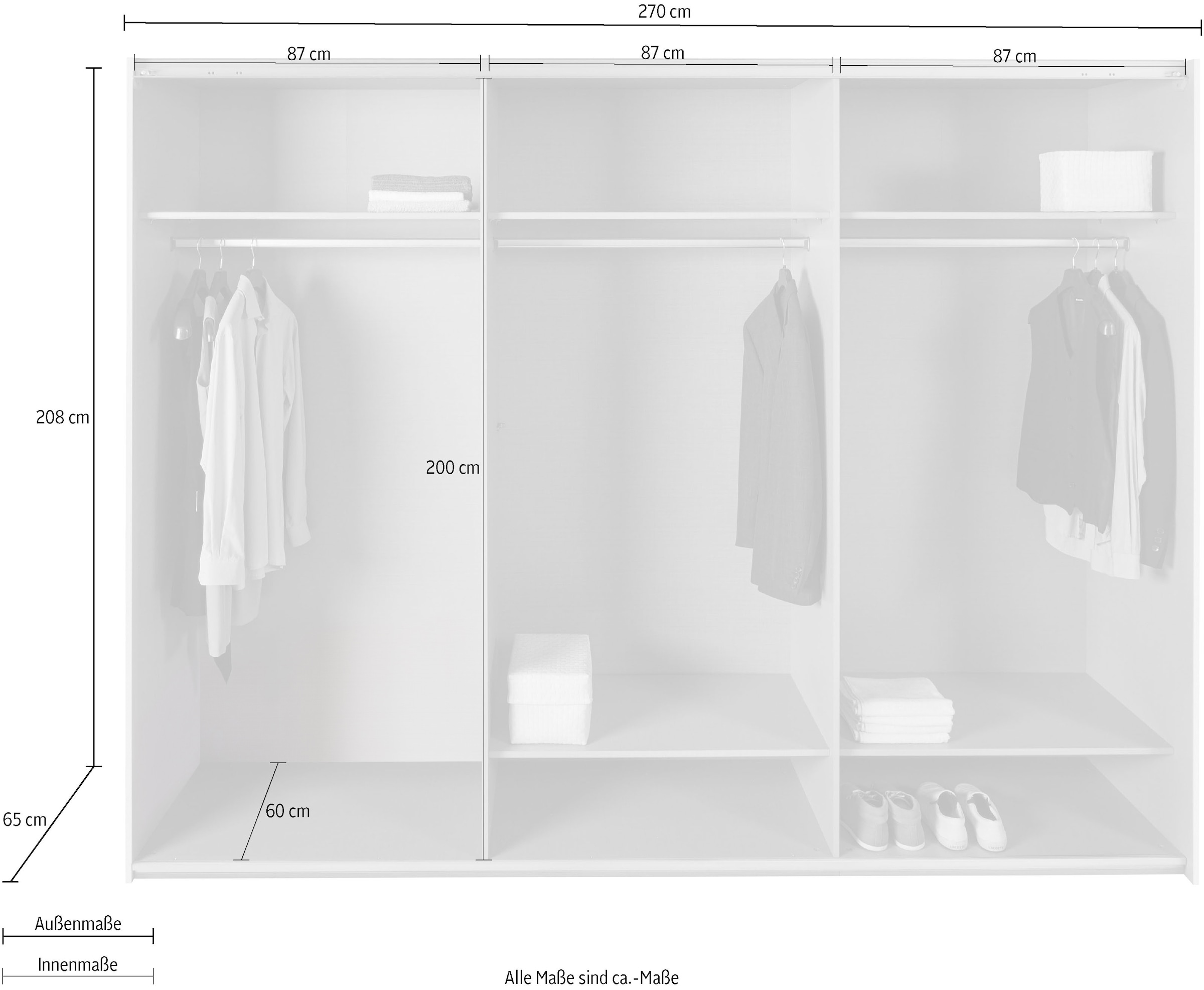 Wimex Schwebetürenschrank »Altona«, mit Glaselementen und zusätzlichen Einlegeböden