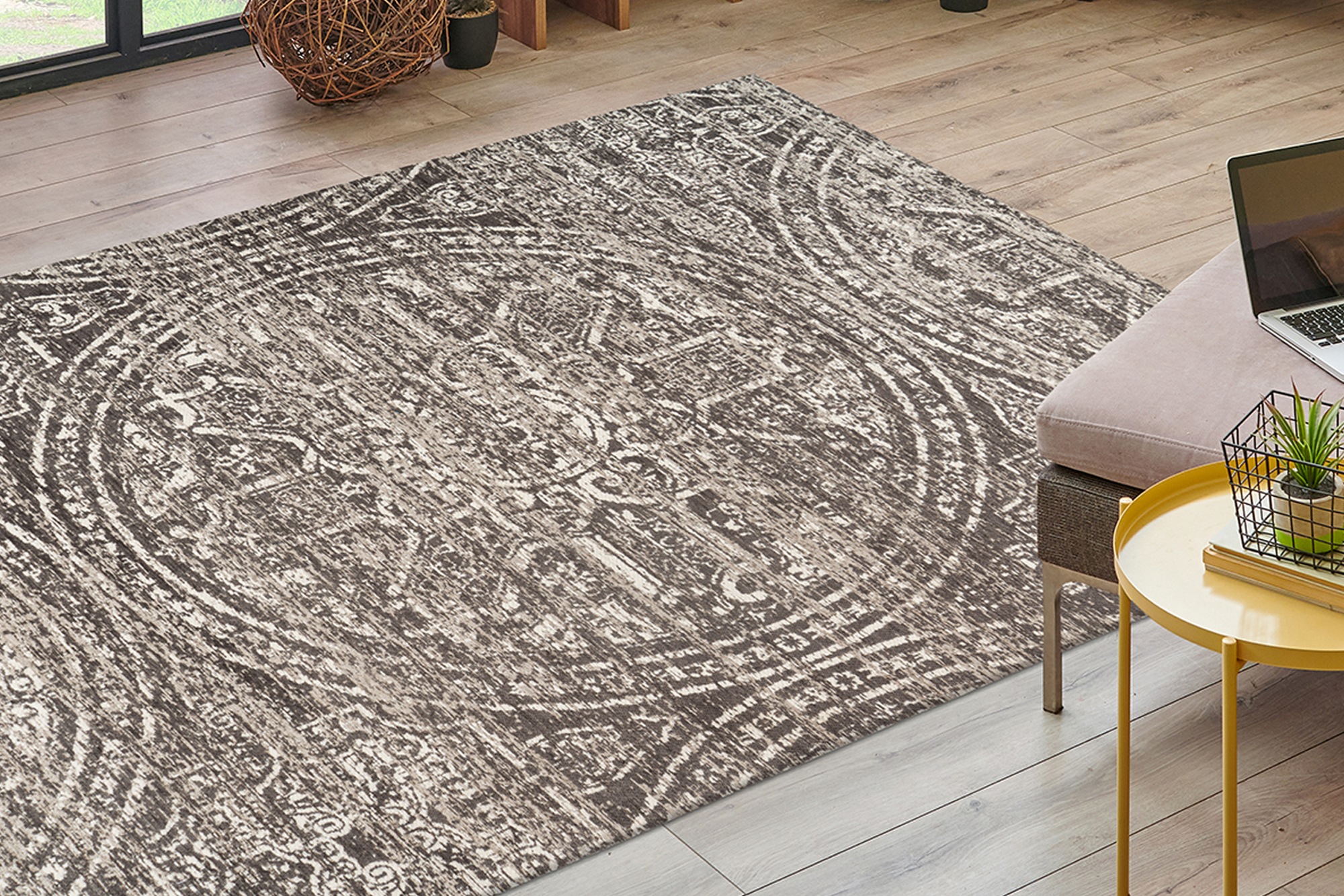 Teppich KAYOOM "Davis 425", grau, B:120cm H:12mm L:170cm, Polyester, Teppiche, Teppich, edles Design, pflegeleicht, neutrale Farben