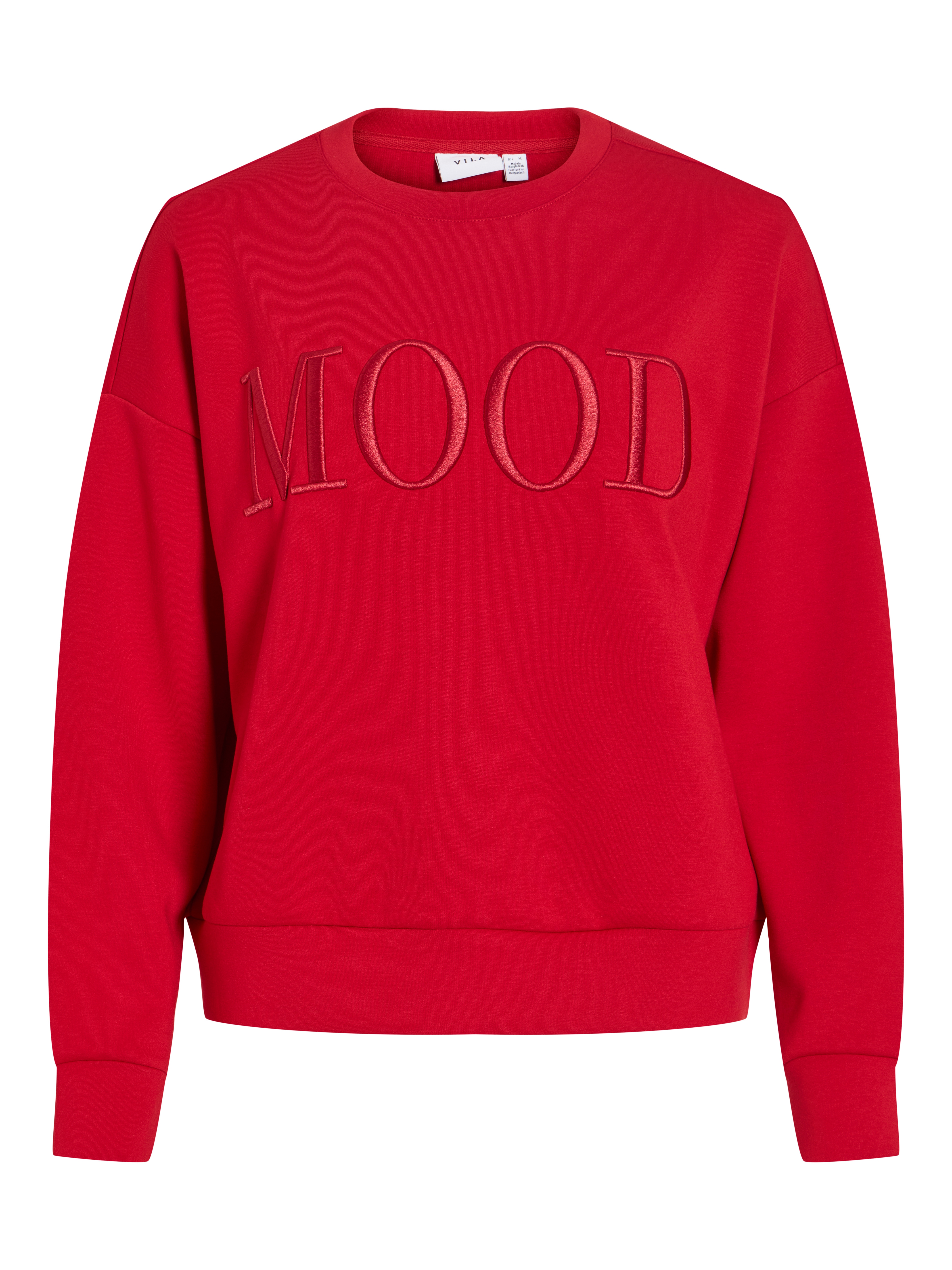 Vila Sweater "VIREFLECT MOOD EMB L/S SWEAT TOP/R/3", Materialmix, loose fit