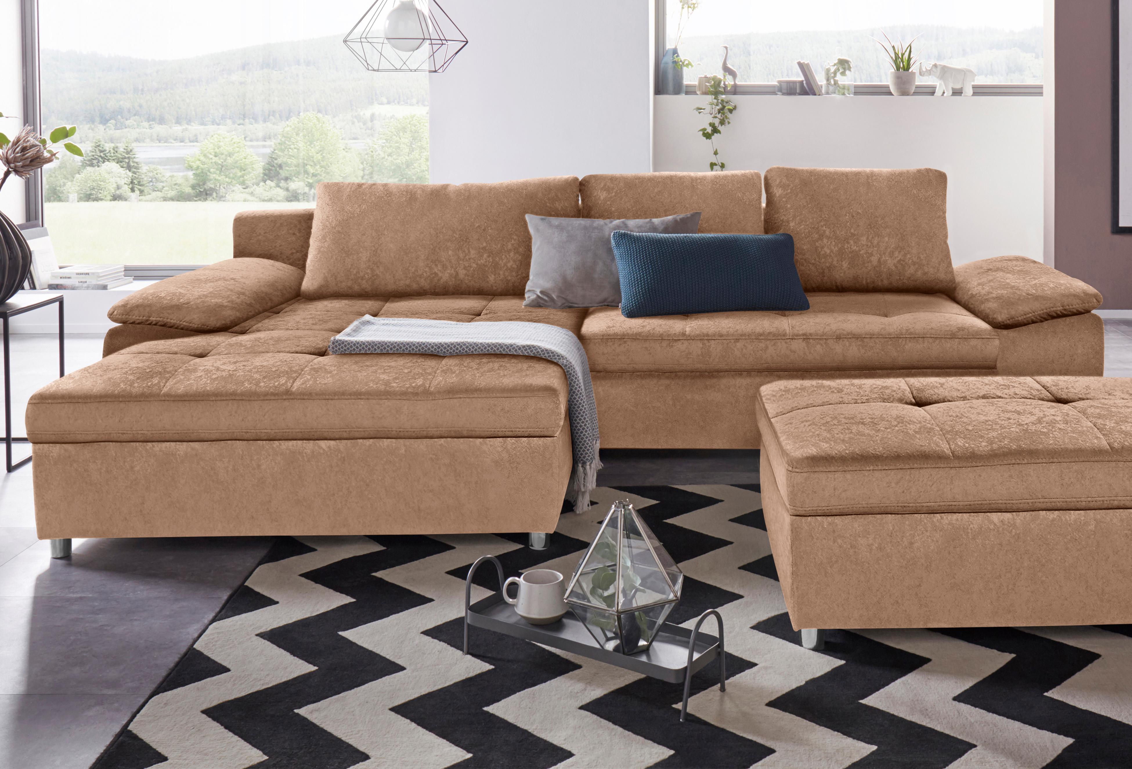 OTTO home Ecksofa "Labene, L-Form, B: 270/290 cm, Bettfunktion & Bettkasten wählbar" wahlweise mit Schlaffunktion und Bettkasten, auch als XXL-Variante