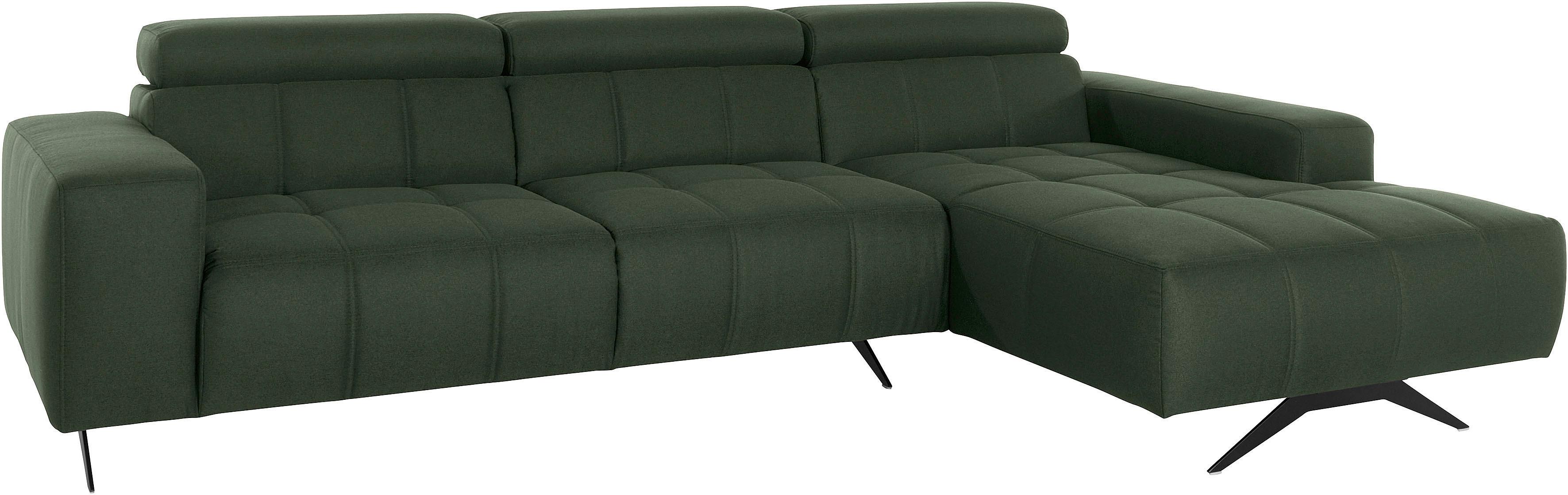 DOMO collection Ecksofa "Trento L-Form, mit Kufenfuß oder Einzelfuß" whlw. verstellbare Kopfteile, passend für gängige Saugroboter