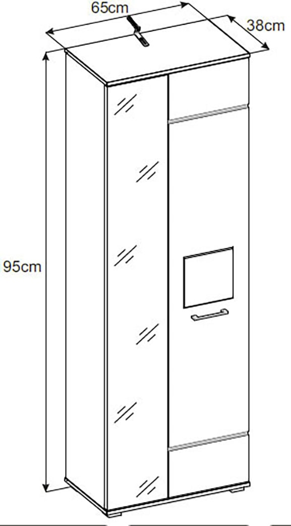 Innostyle Garderobenschrank »Fun Garderobenschrank, 65x195x38cm (B/H/T)«, (1 St.), 2 türig, 3 Einlegeböden, Softclose, ABS Kantenschutz