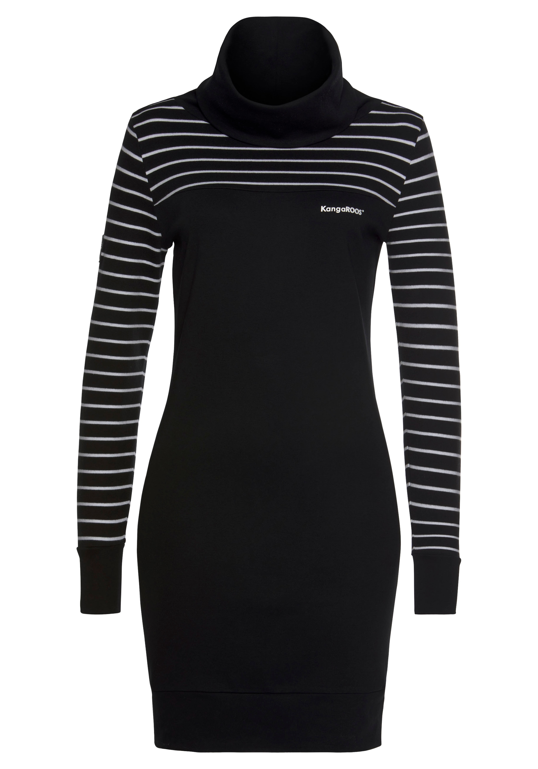 KangaROOS Sweatkleid, Mini-Länge, lässiger Stil, aus 100% Baumwolle, Langarm