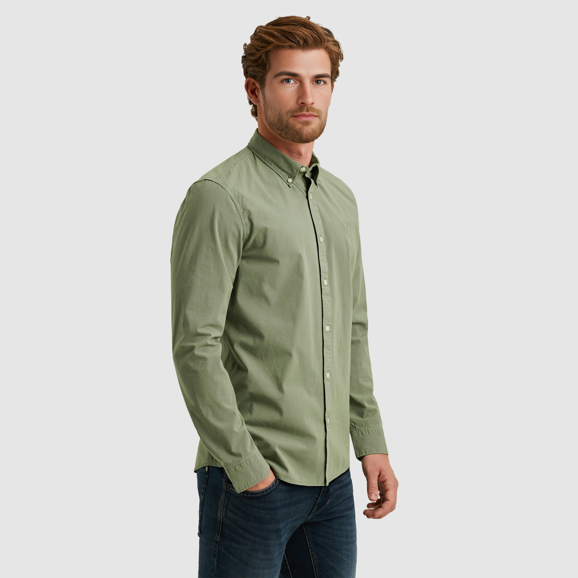 PME LEGEND Langarmhemd mit Logo Stickerei günstig online kaufen