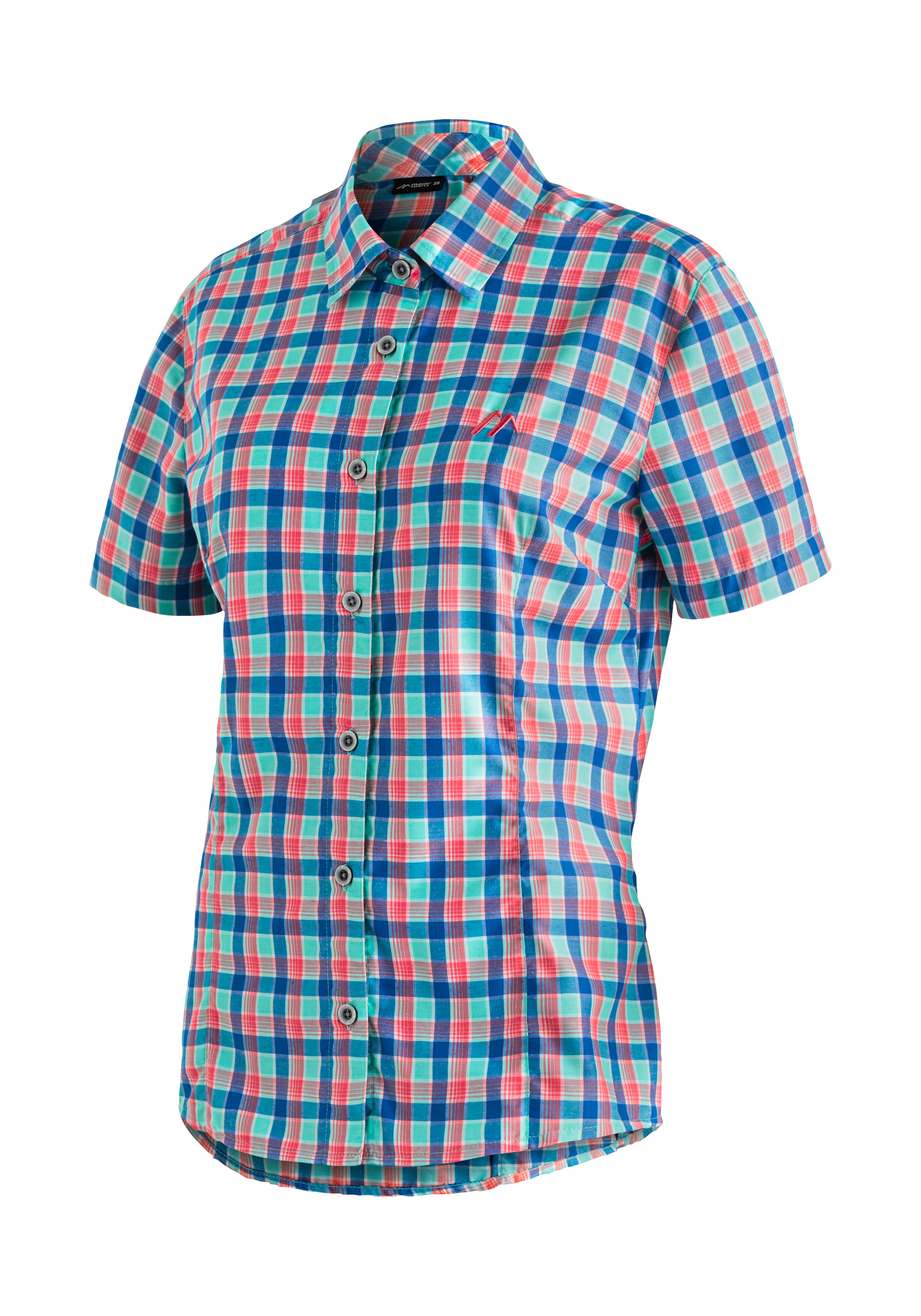 Maier Sports Funktionsbluse »Philina«, Karierte Kurzarm-Bluse für Wandern, Reisen und Freizeit