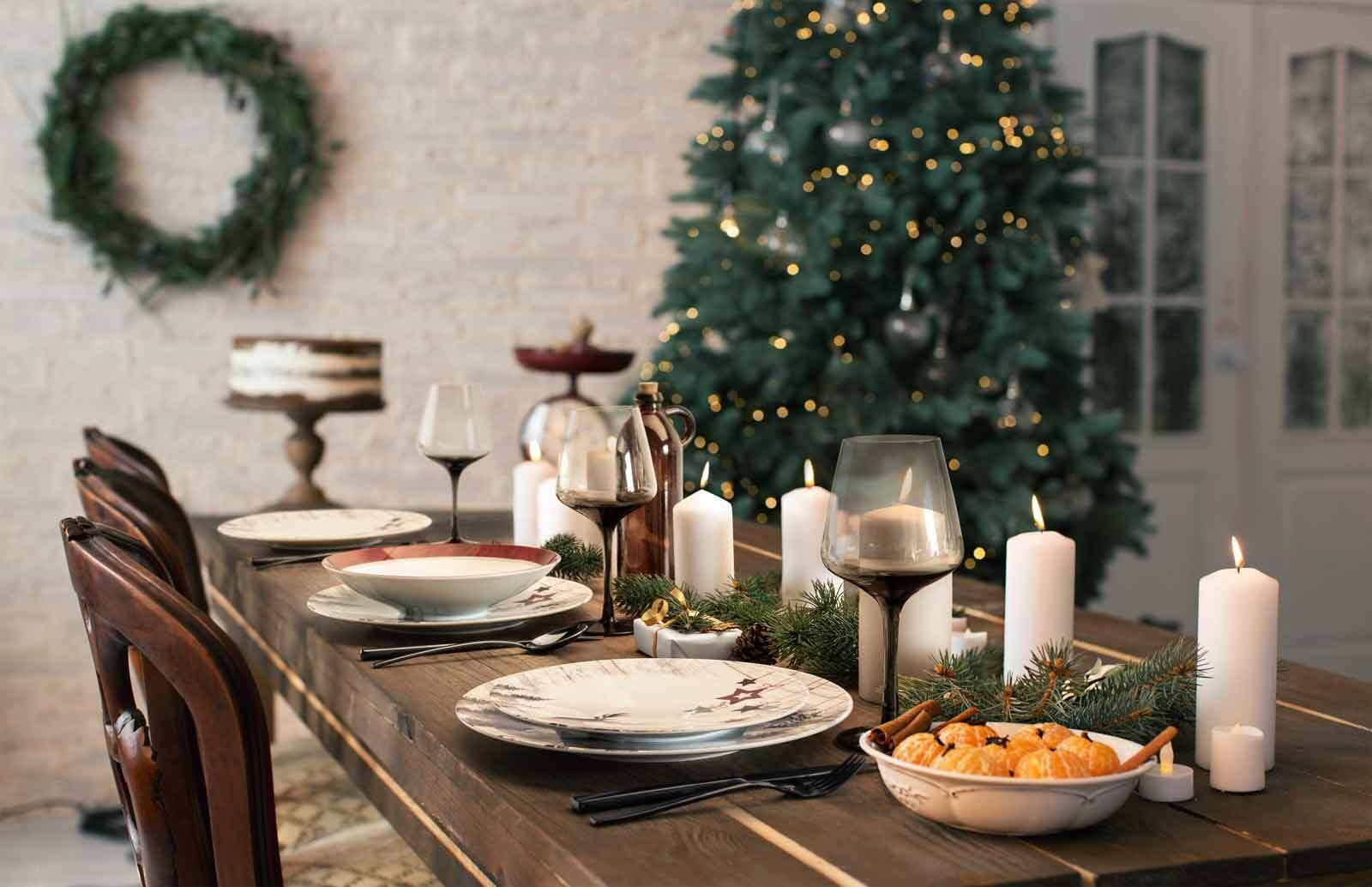 Seltmann Weiden Geschirr-Set »Kombiservice Life Christmas 30er Set weiß-braun« Spülmaschinengeeignet, Mikrowellengeeignet, Ofenfest, Salamandergeeignet, Kühlschrankgeeignet, Gefrierschrankgeeignet