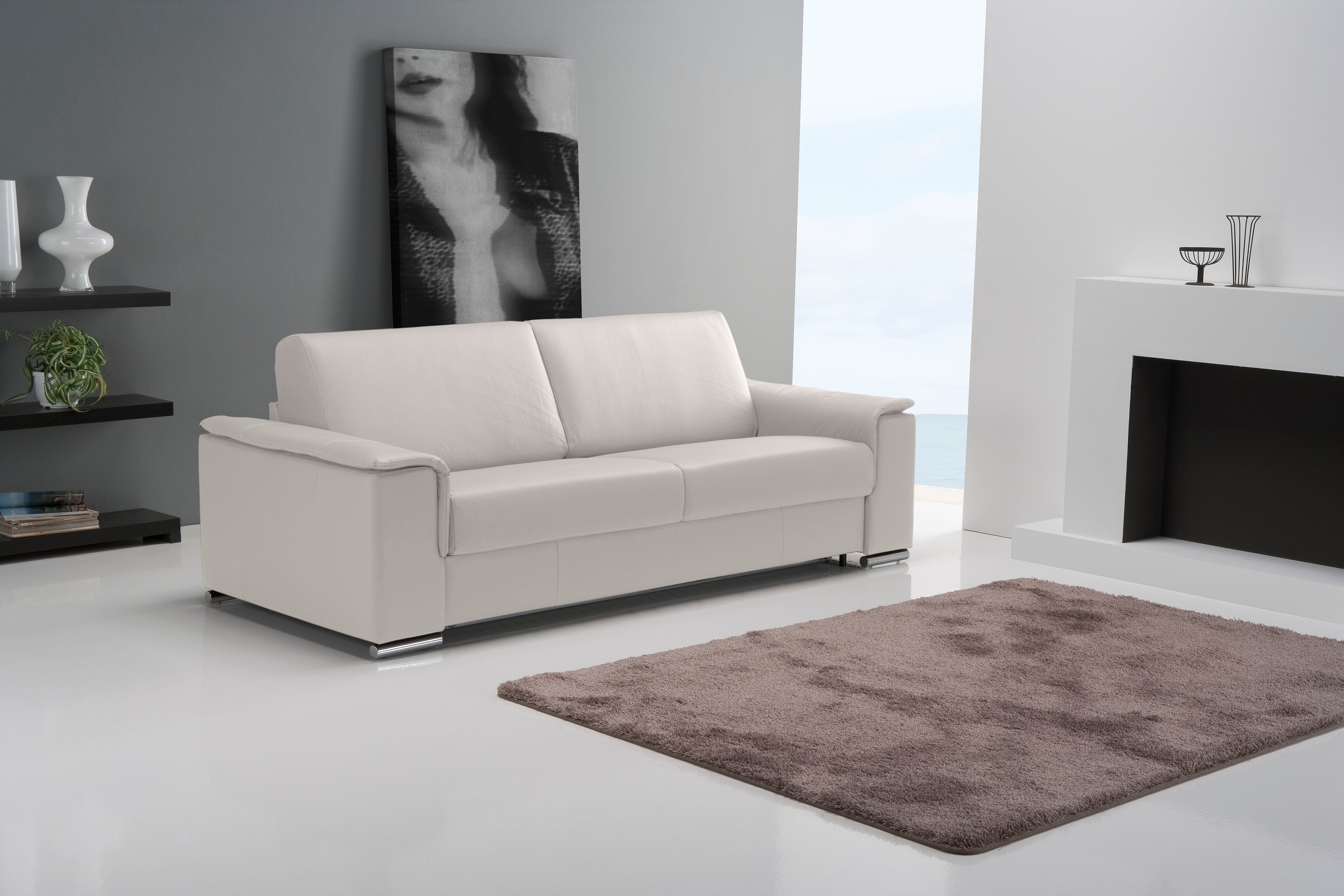 Egoitaliano 2,5-Sitzer »Cecilia, modern und elegant mit erstklassigem Sitzkomfort«, mit verchromten Metallfüßen