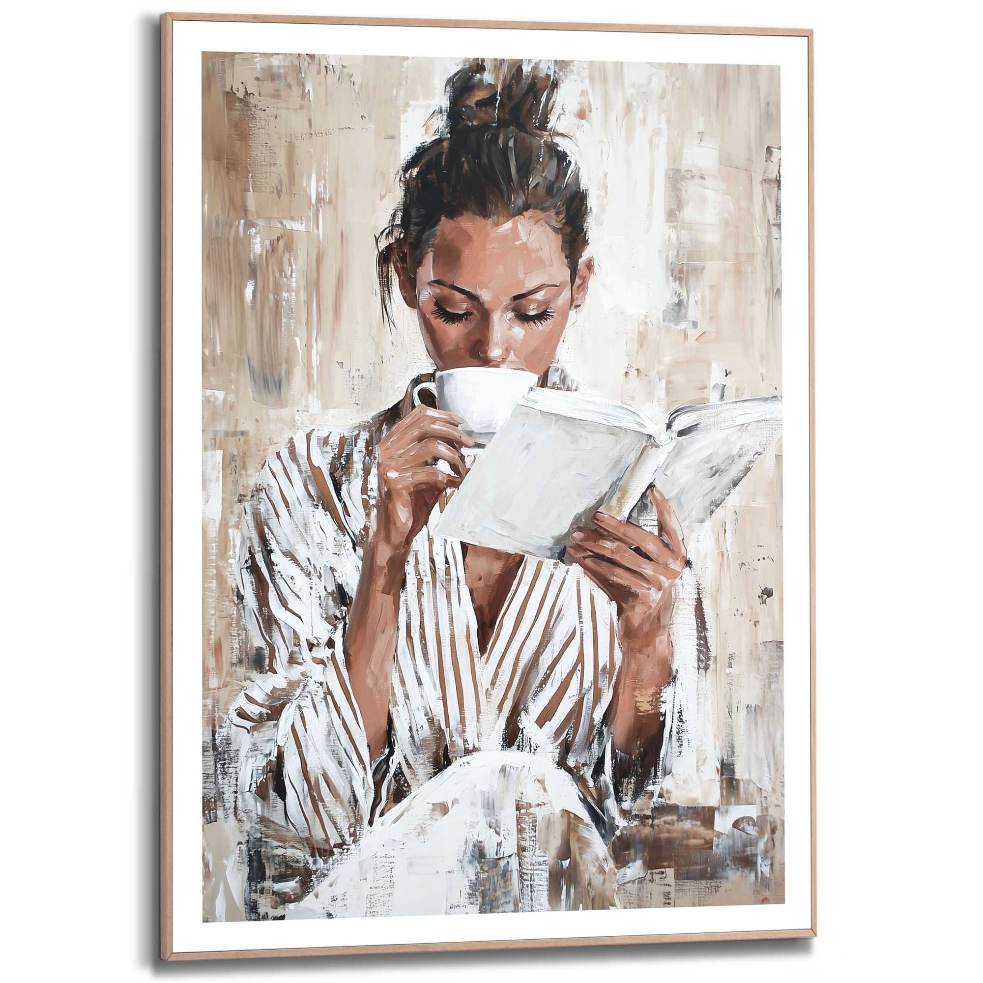 Reinders Poster "Morning Reading", Wohnzimmer - Frau - Lesen - Kaffee - Bra günstig online kaufen
