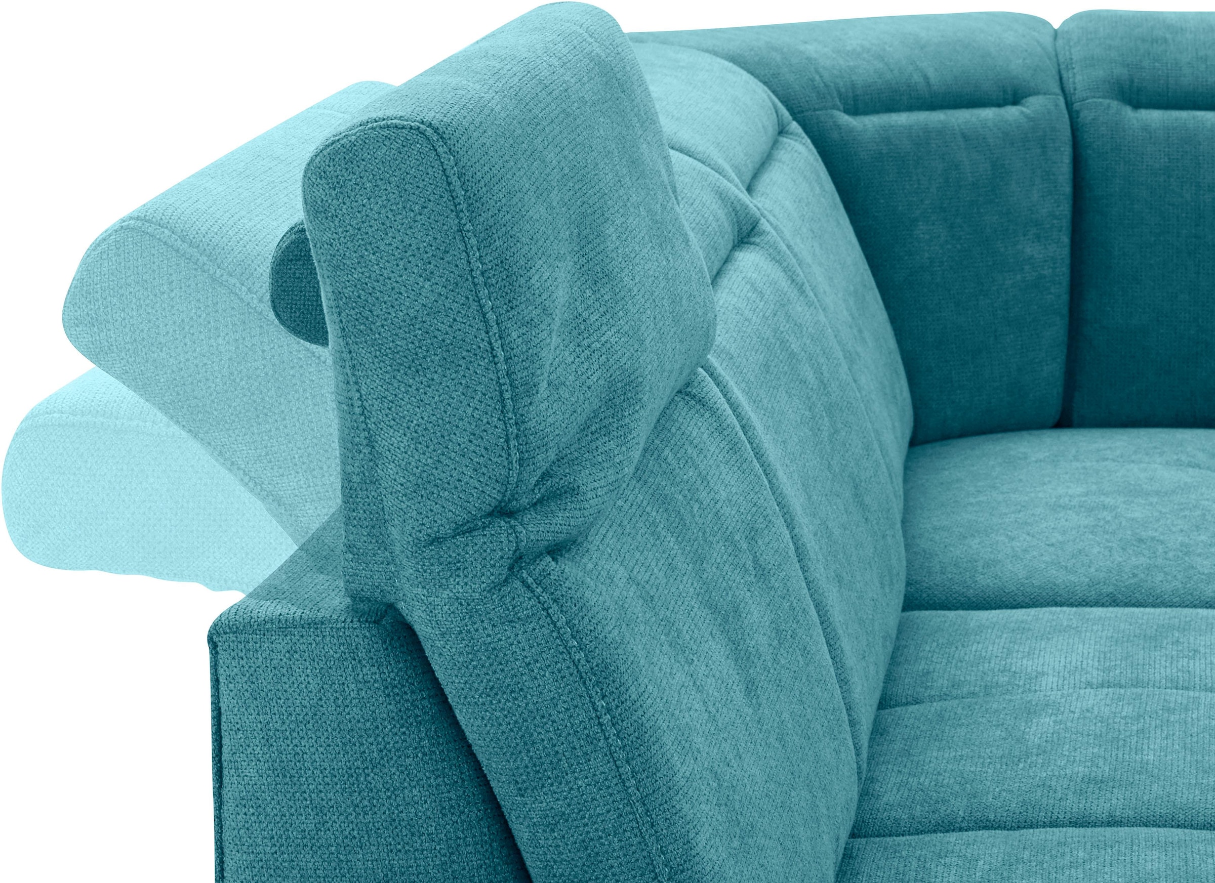 Places of Style Ecksofa »Cornwall L-Form«, incl. Sitztiefenverstellung, mit Bettfunktion und Kopfteilverstellung