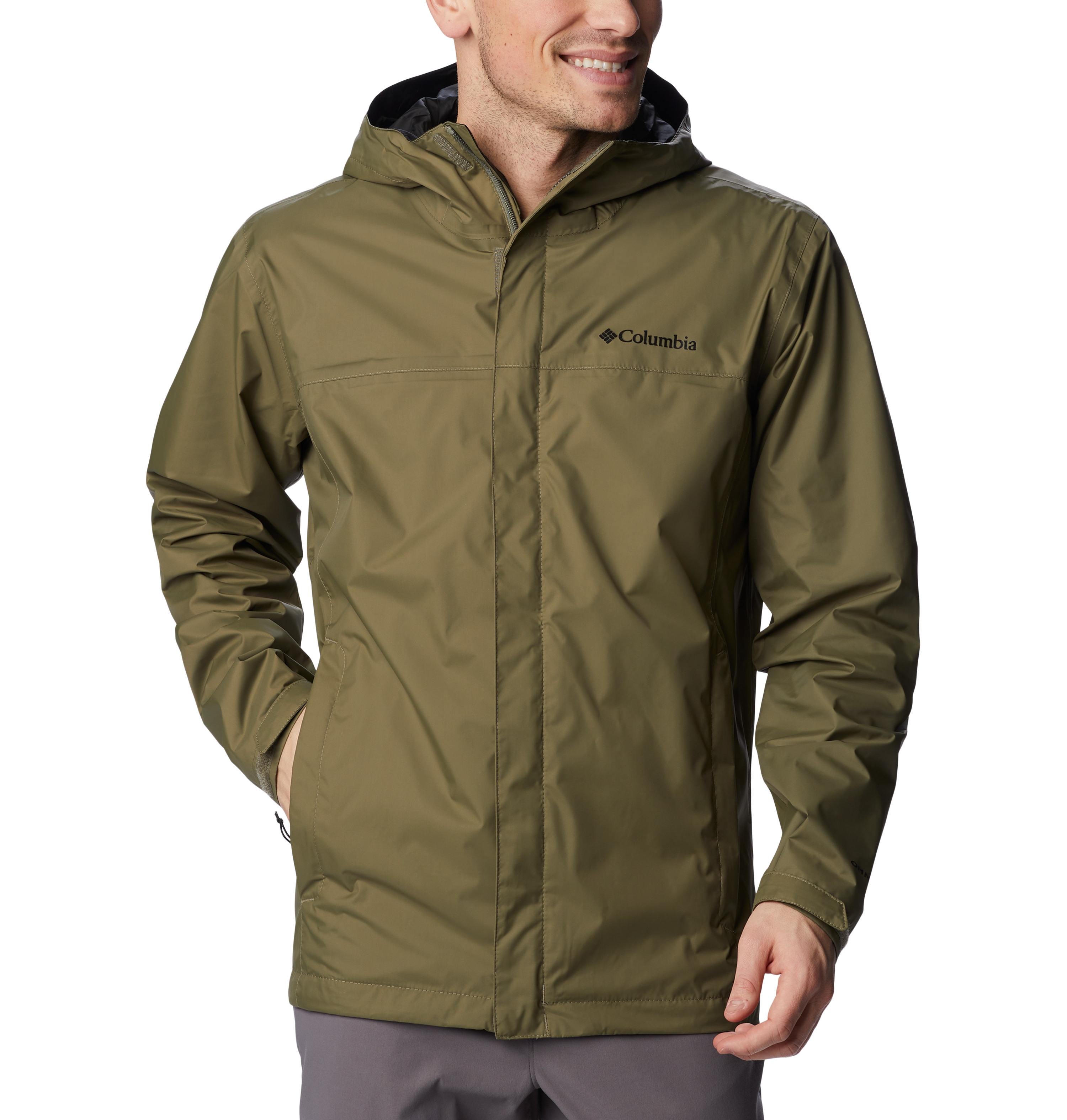 Columbia Regenjacke "WATERTIGHT II JACKET" mit Kapuze mit Reißverschlusstaschen, wasserabweisendes Obermaterial aus Nylon