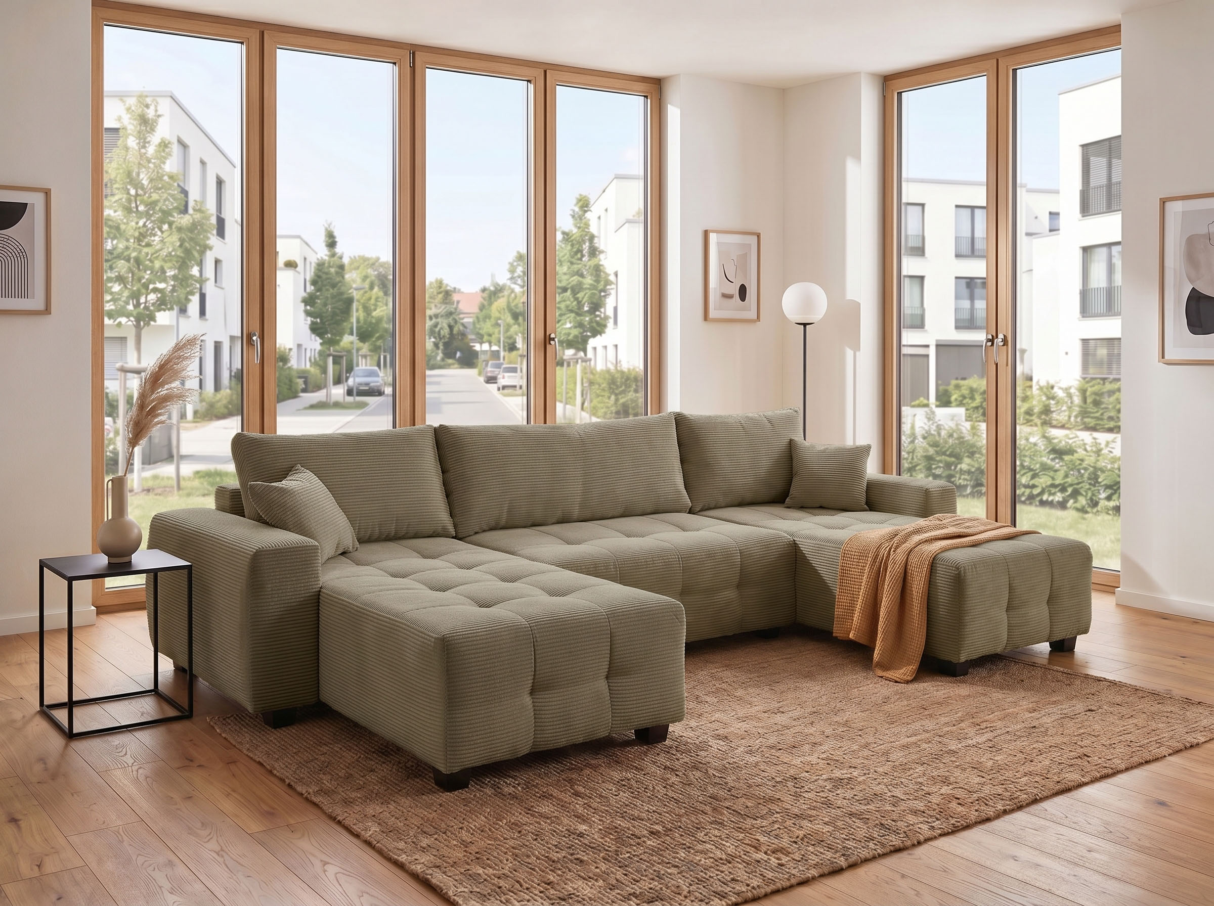OTTO home "Bella U-Form, B: 314 cm, inkl. Schlaffunktion" inkl. Bettkasten, Bonellfederkern, extra große Liegefläche: 269x135cm