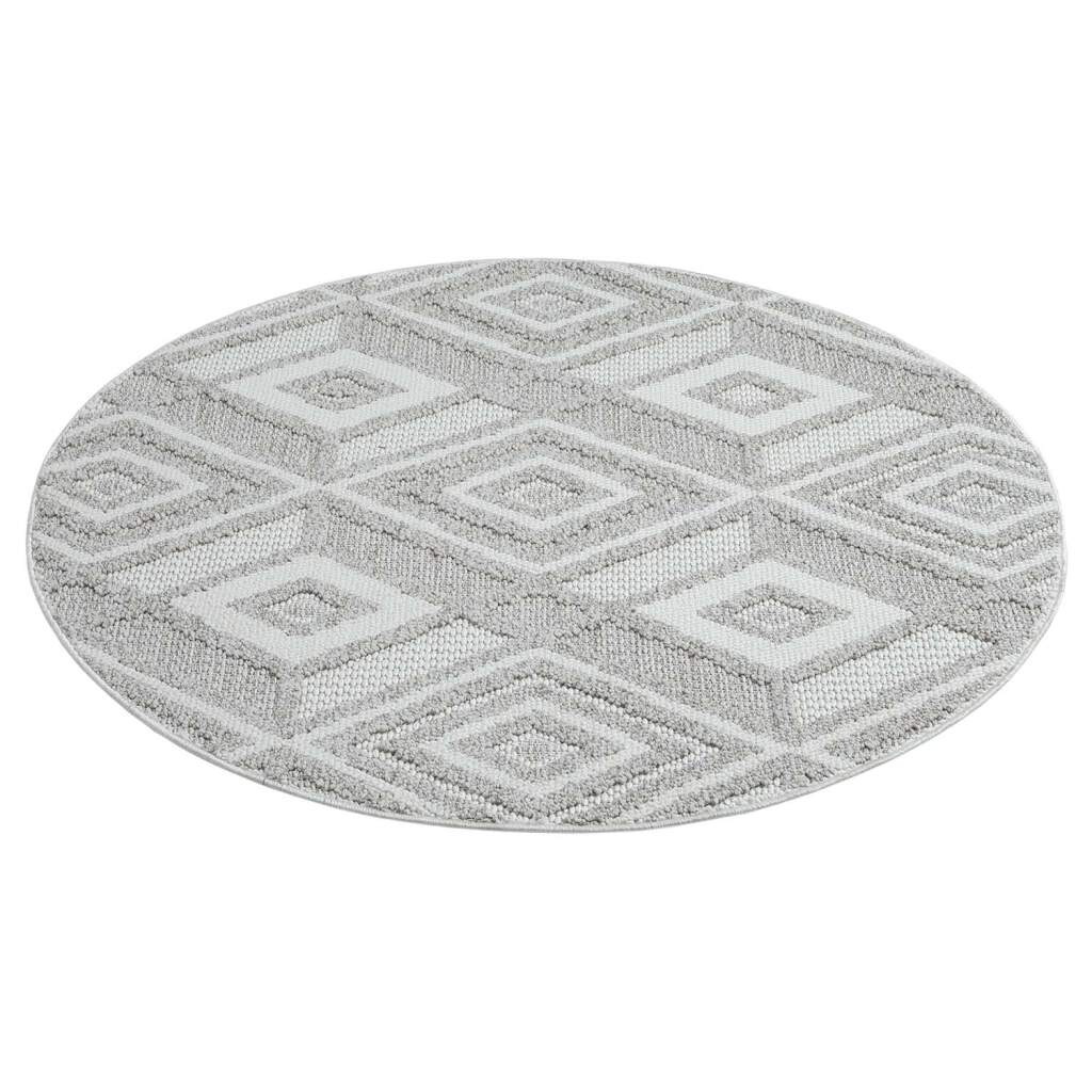 Thumbnail - Carpet City Teppich "LINDO 8875" rund 11 mm Höhe Kurzflor, Hochtief-Muster/ 3D-Effekt, Boho-Stil, Wohnzimmer
